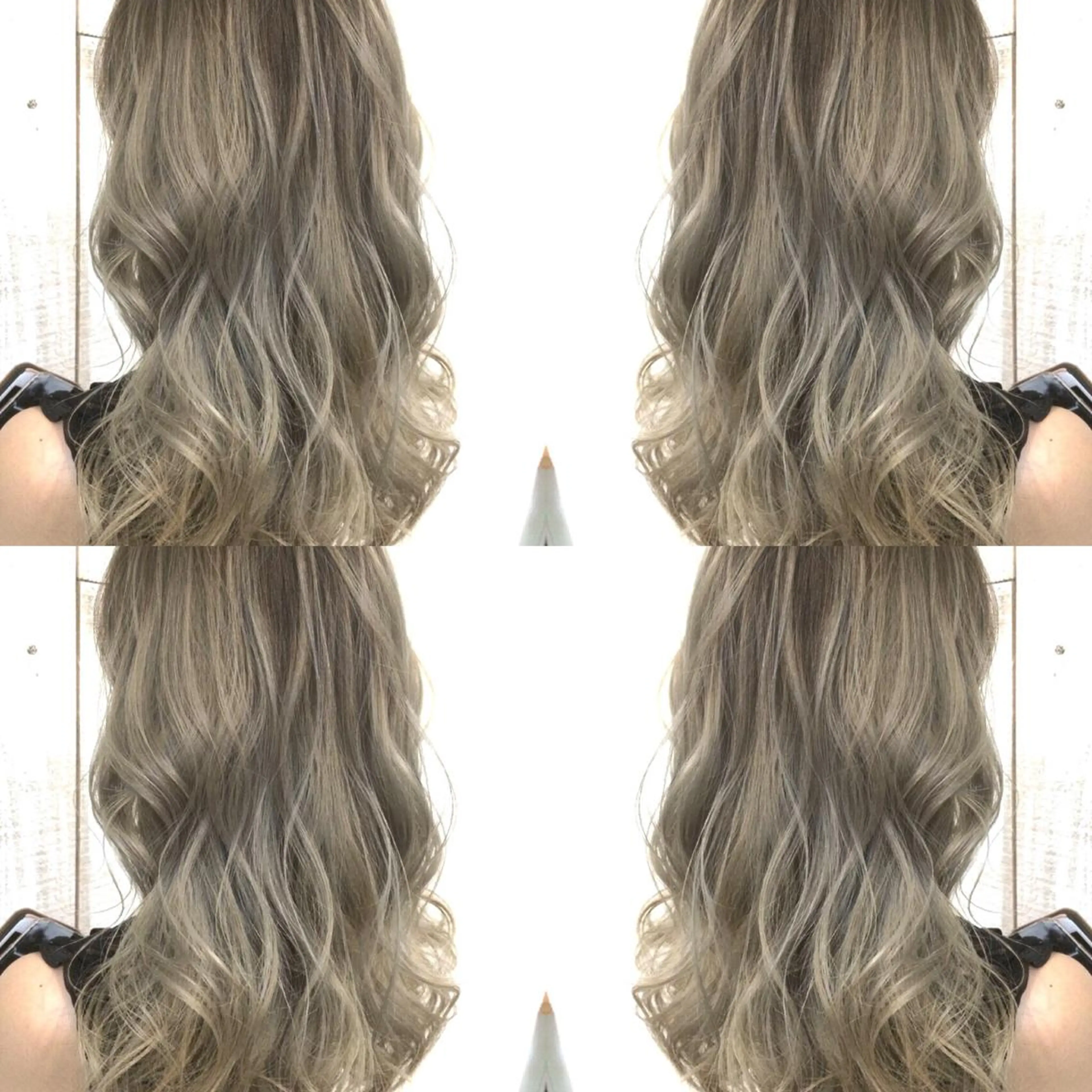 セミロング カラー バレイヤージュ シルバー レイヤーカット 井上 一平のヘアスタイル