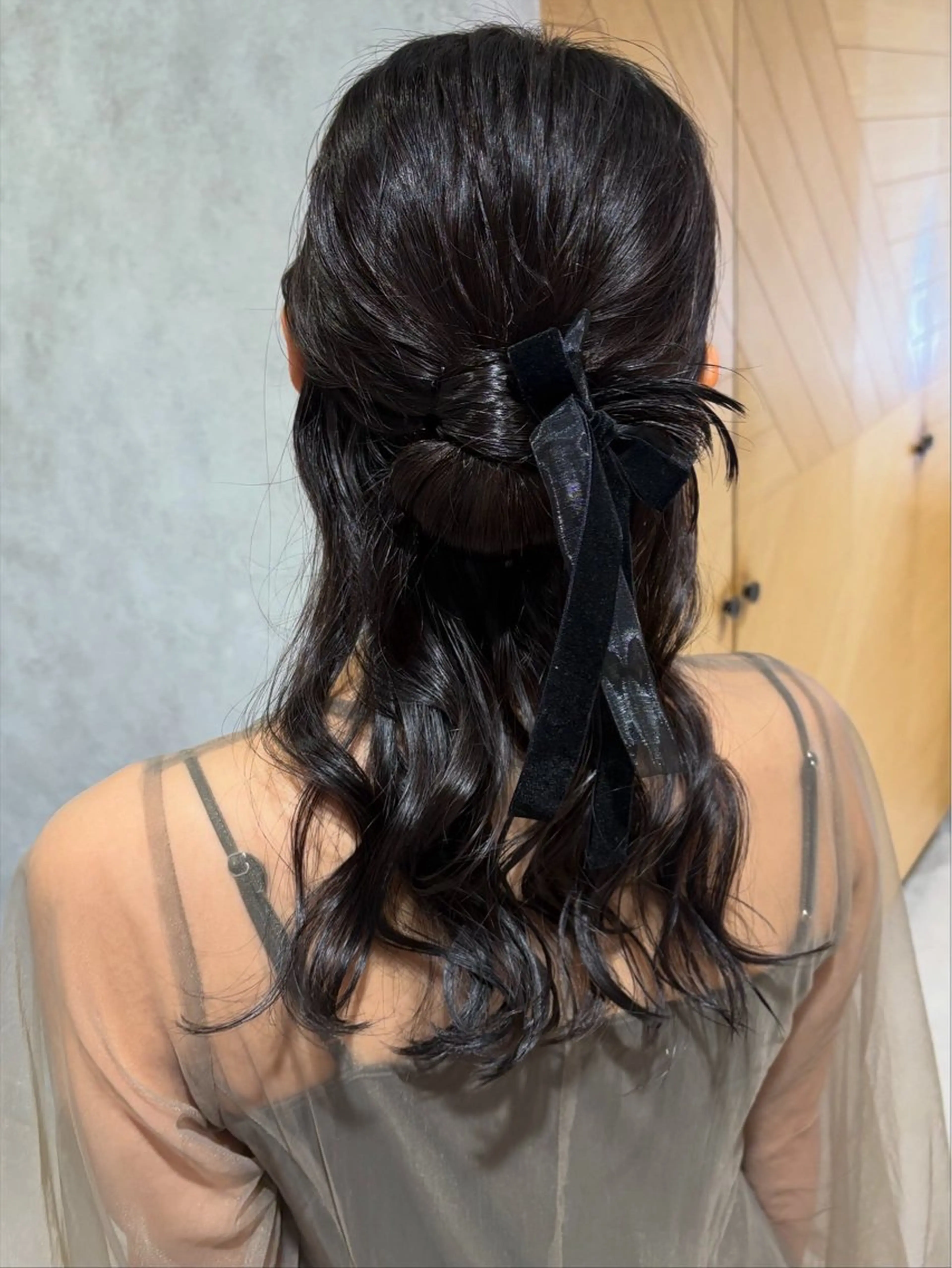 ヘアアレンジ ハーフアップ ヘアセット yumemiレイヤー ‎✴︎ 透明感カラーのヘアスタイル