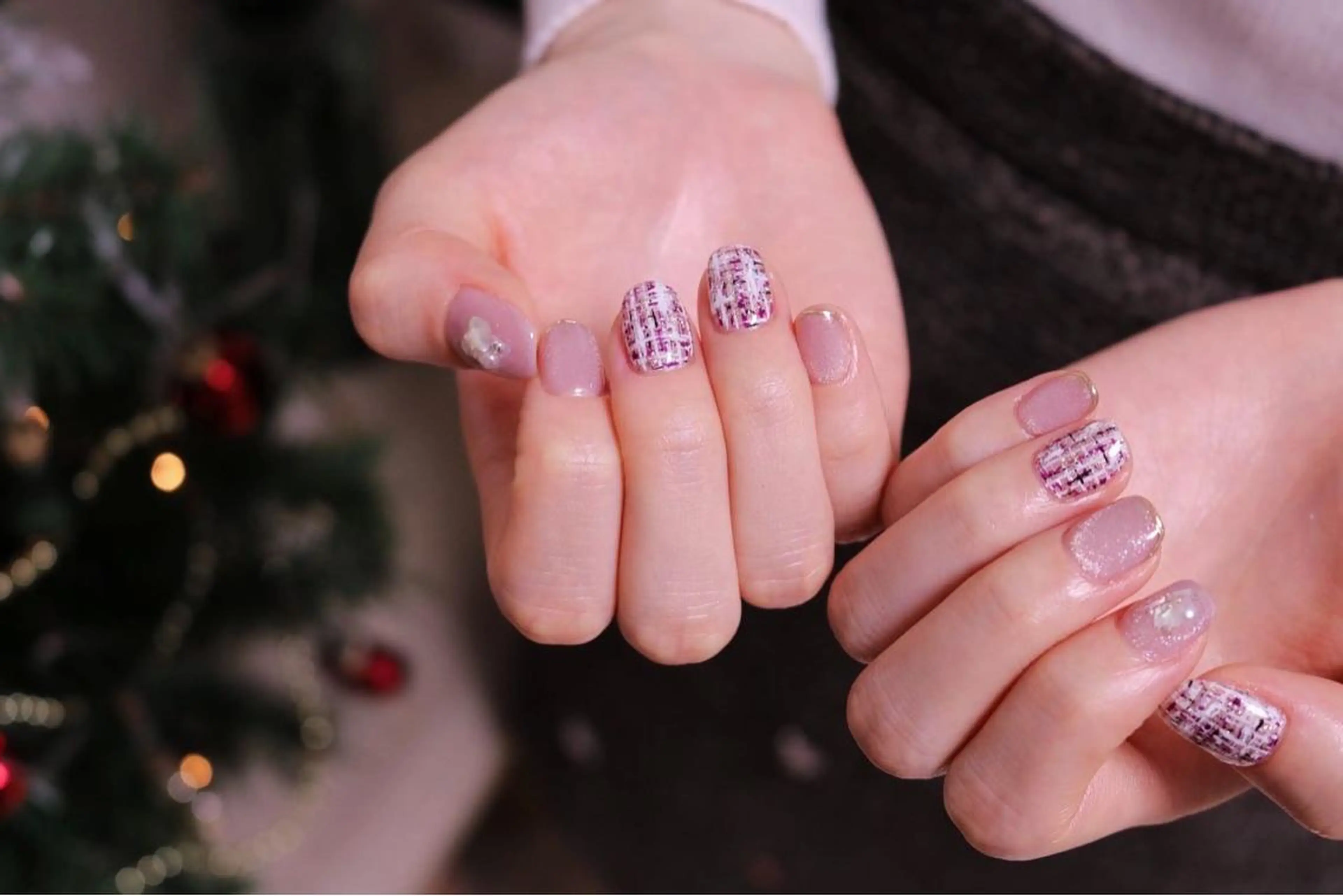 ネイル オーロラネイル カジュアル 長さ出し ジェルネイル 韓国ネイル ハンドネイル MH Nailのネイルデザイン