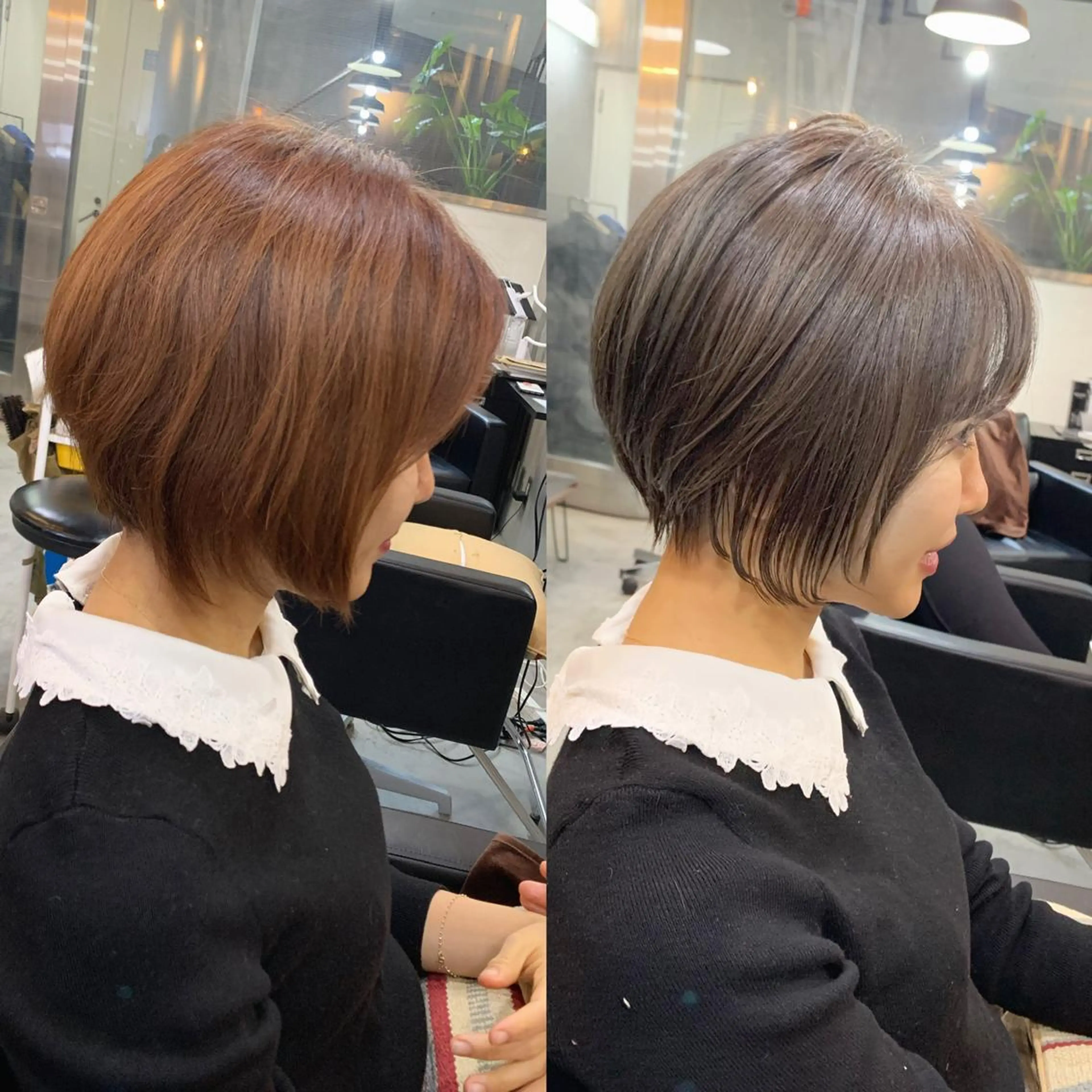 ショート カラー ベージュカラー グレージュ ボブ くせ毛 顔周りカット 渋谷レイヤーカット❌ 縮毛矯正専門/武田涼のヘアスタイル