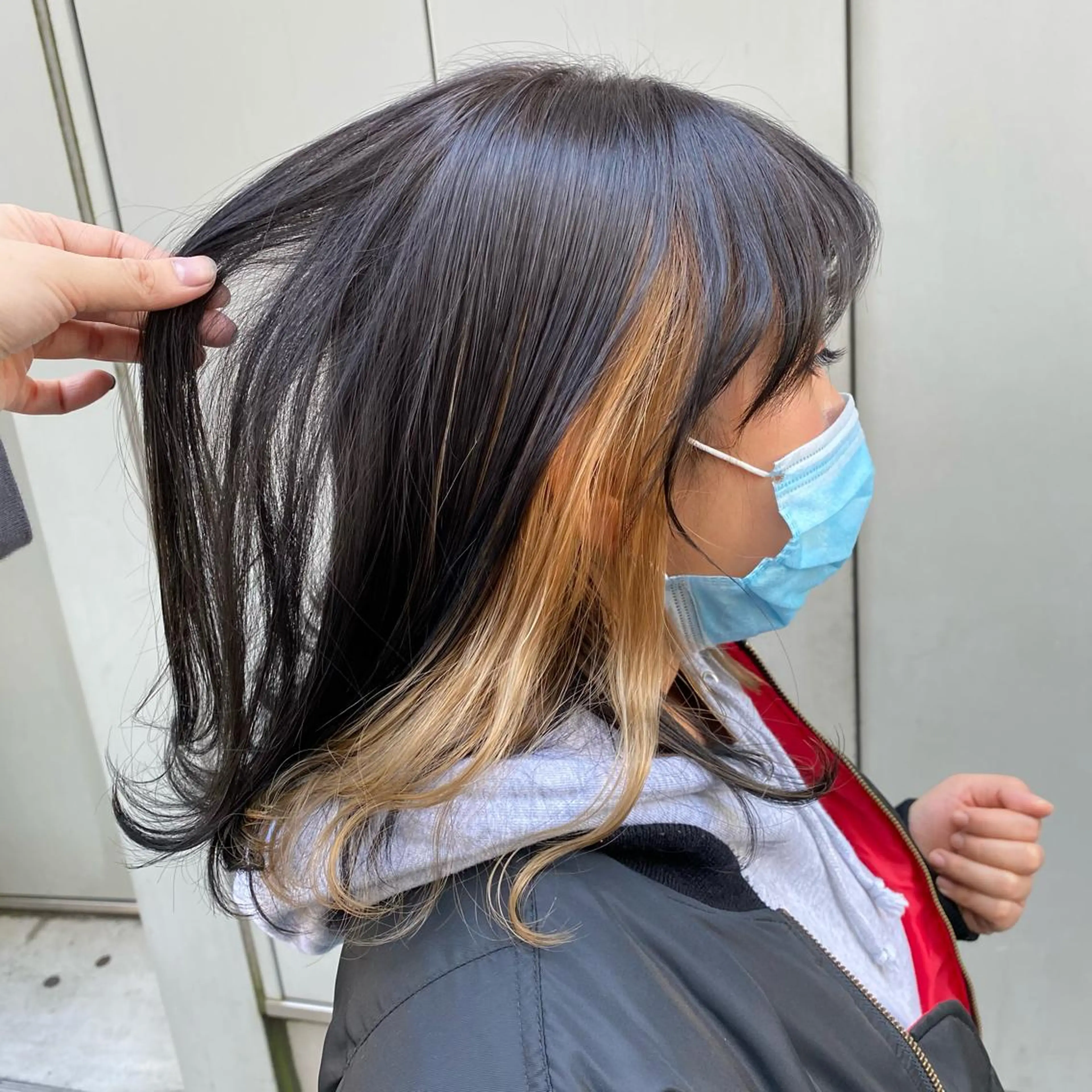 セミロング カラー ヘアアレンジ メンズ 透明感カラー 🦋重くない暗髪🦋 Hana🦋のヘアスタイル