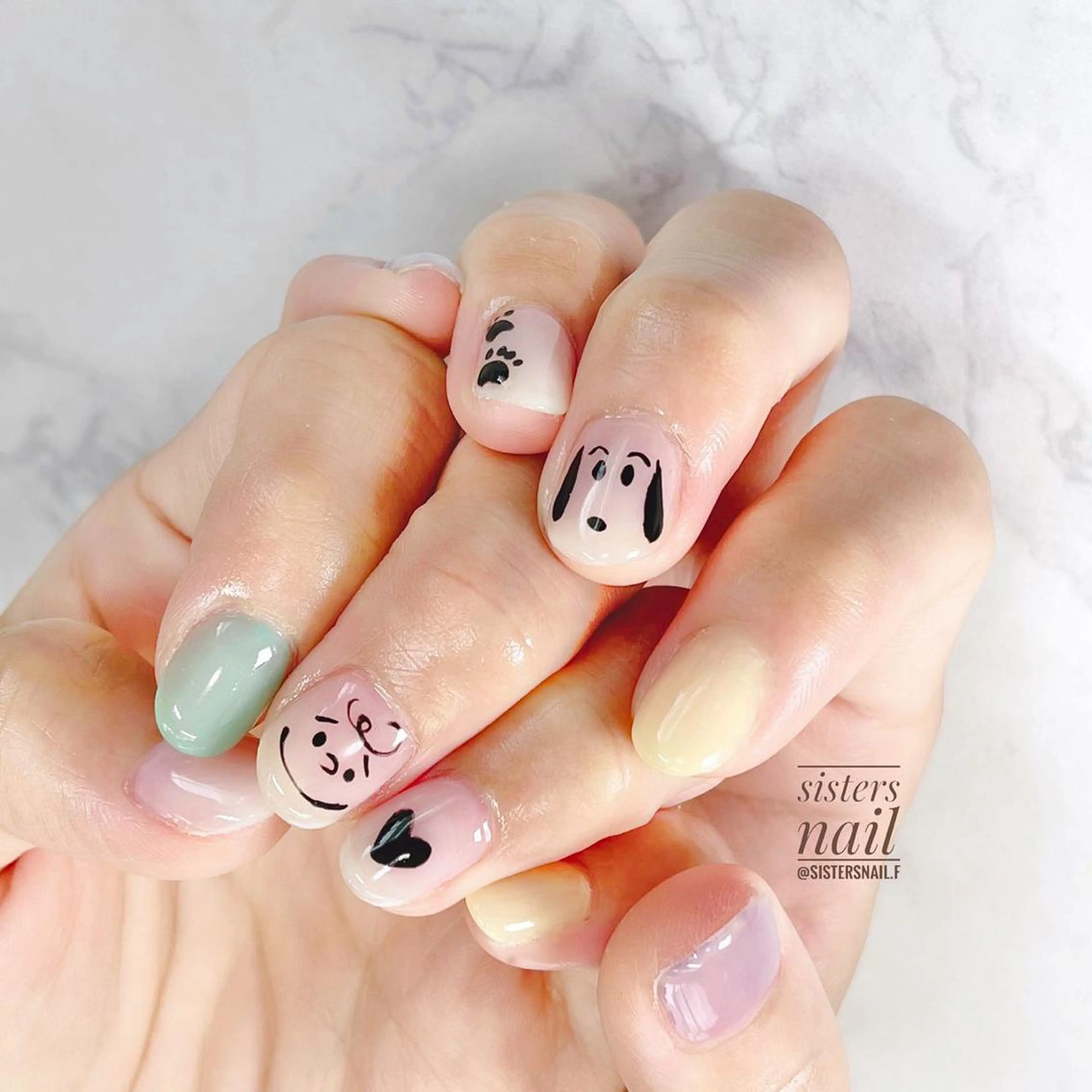 ネイル アートネイル ブラウン ショートネイル 夏ネイル sisters nail.fのネイルデザイン