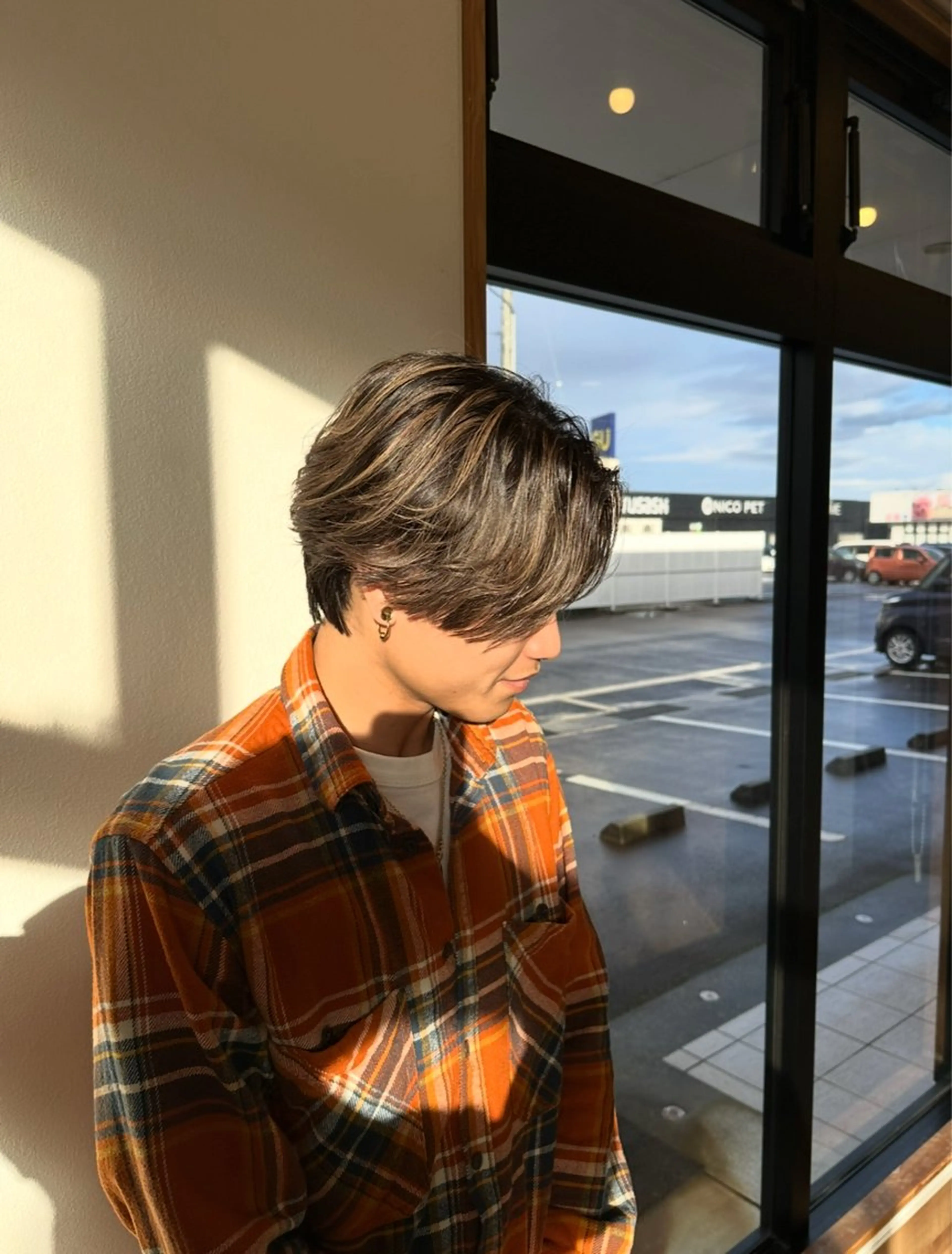 メンズ センターパート カット 細貝 舞利のヘアスタイル