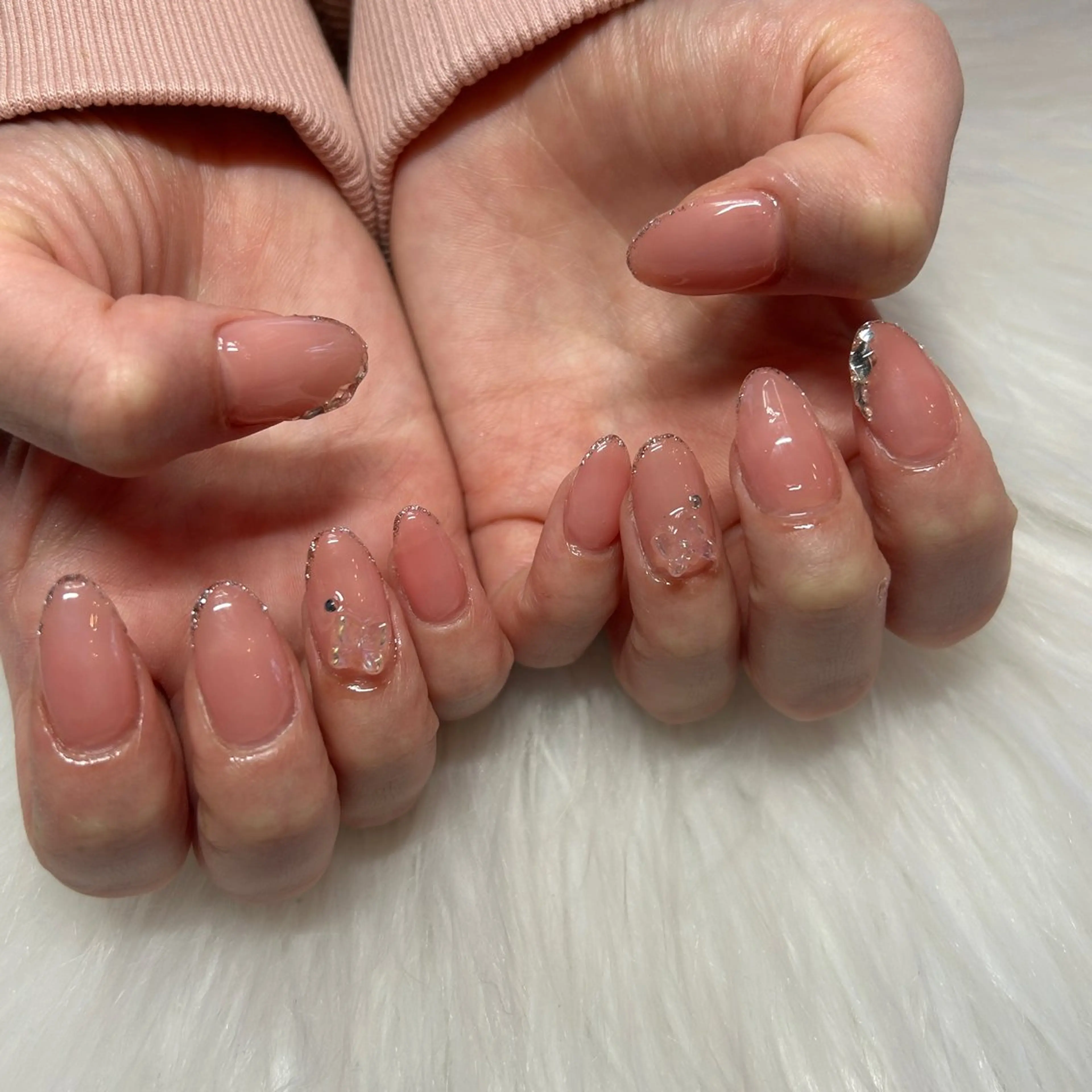 ネイル フレンチネイル ラメ(グリッター) ハンドネイル ビューティサロン ☆Kirari☆のネイルデザイン