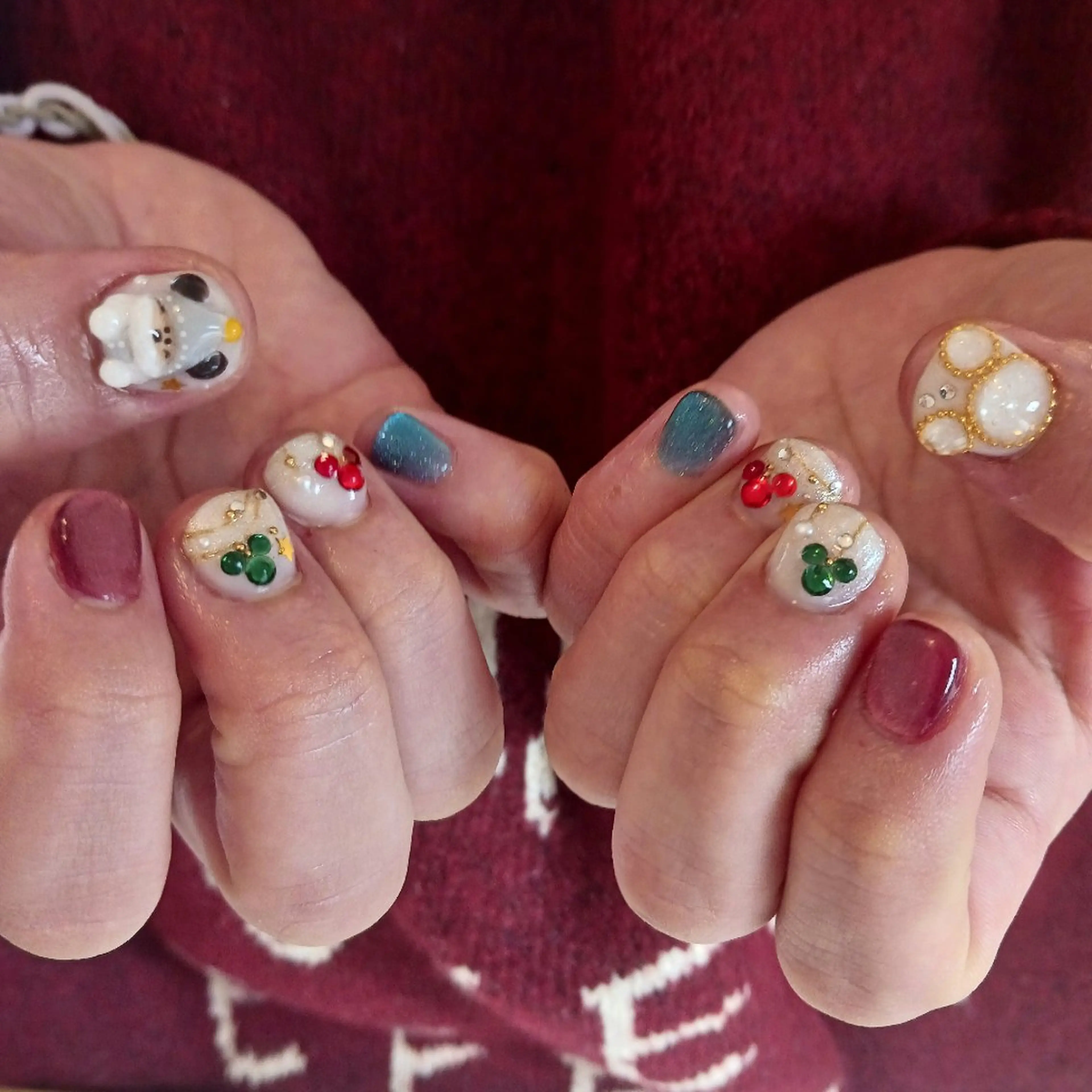 ネイル ジェルネイル 持ち込み 冬ネイル クリスマス ハンドネイル owlnail /持込みデザイン専門のネイルデザイン