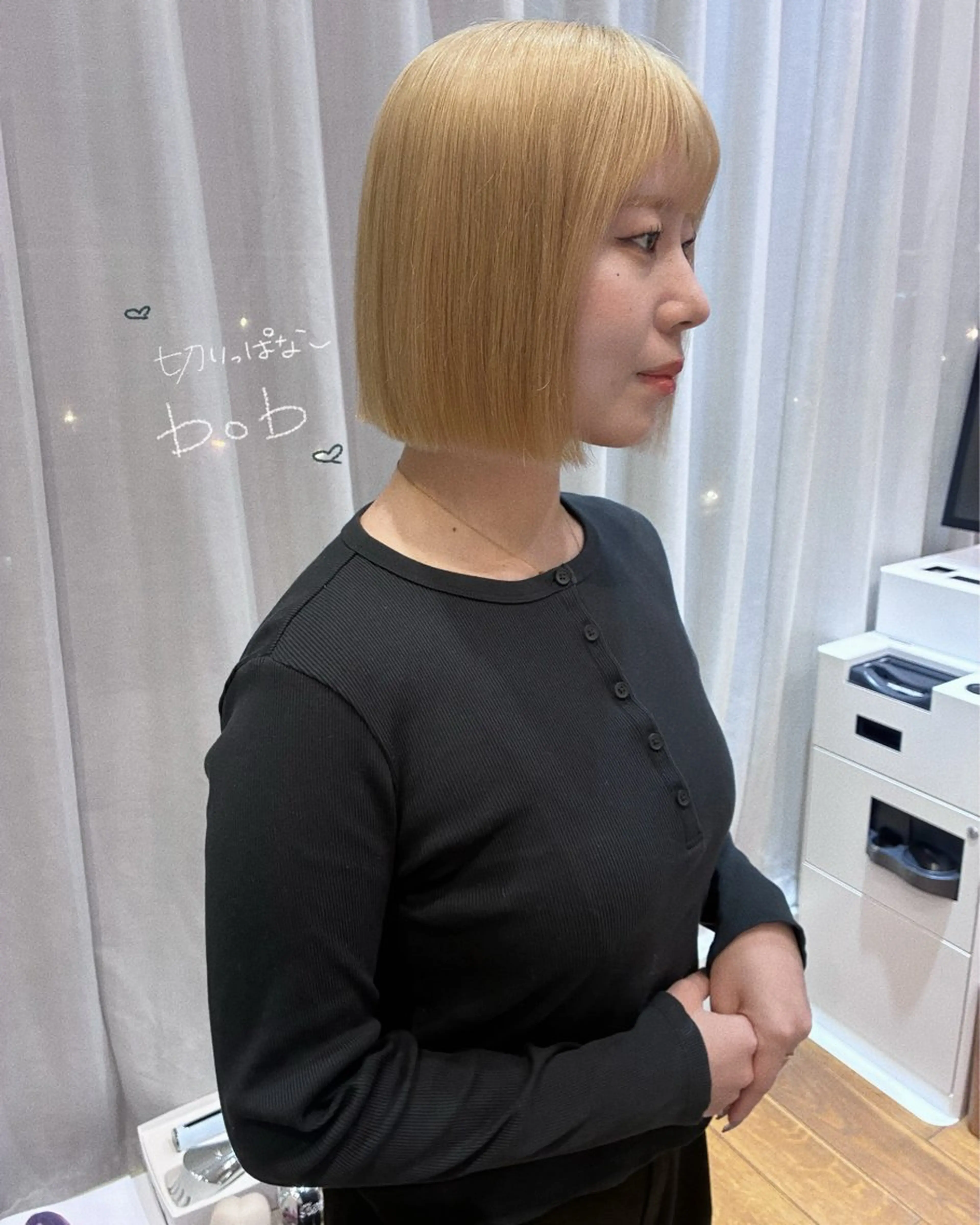 ミディアム 切りっぱなしボブ ボブ moe/名古屋美容室 /モデル募集のヘアスタイル