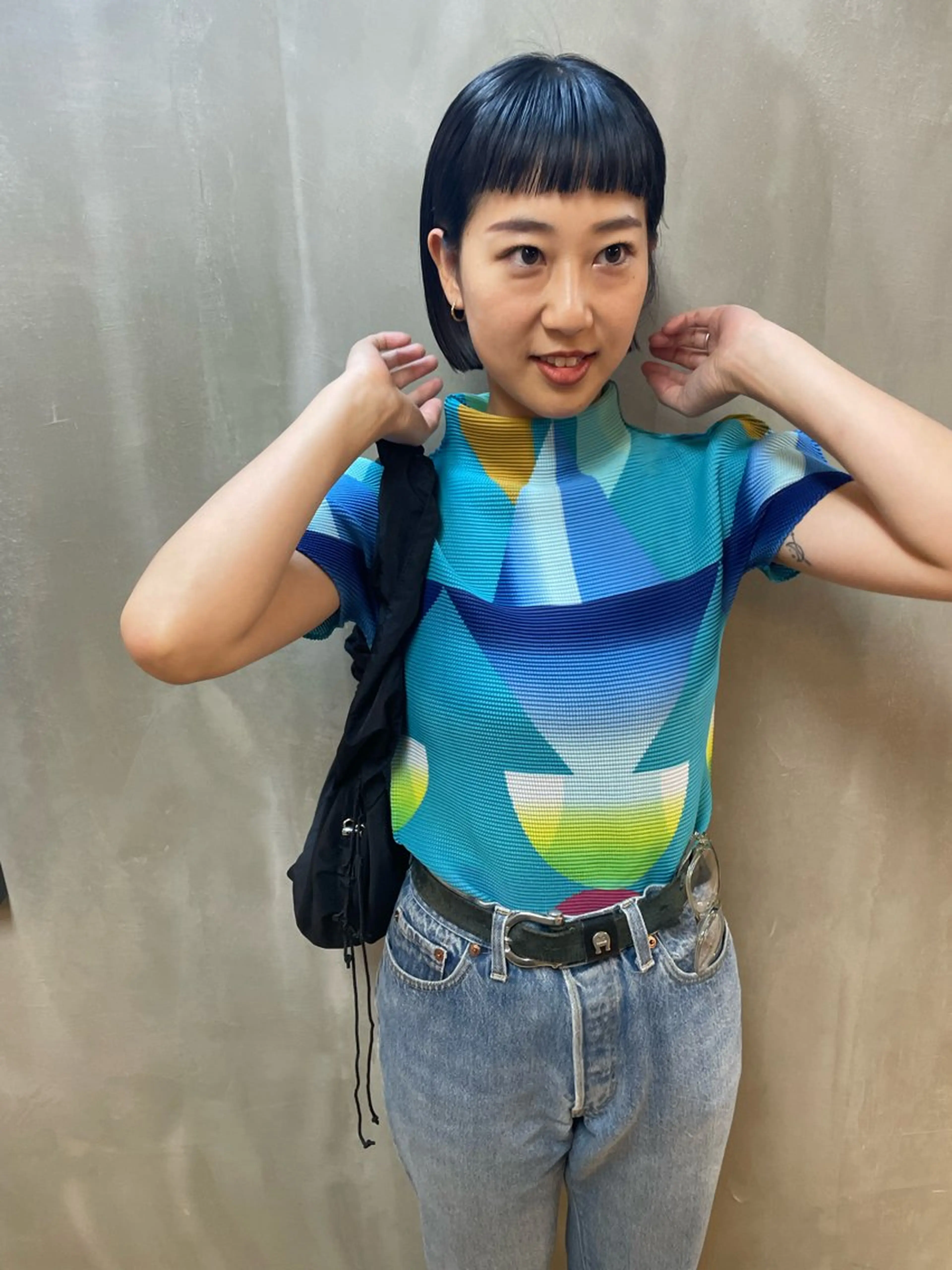 ミディアム カラー パーマ ヘアアレンジ メンズ ブルーカラー ネイビーカラー tatsumi/ボブ ウルフ/レイヤーのヘアスタイル