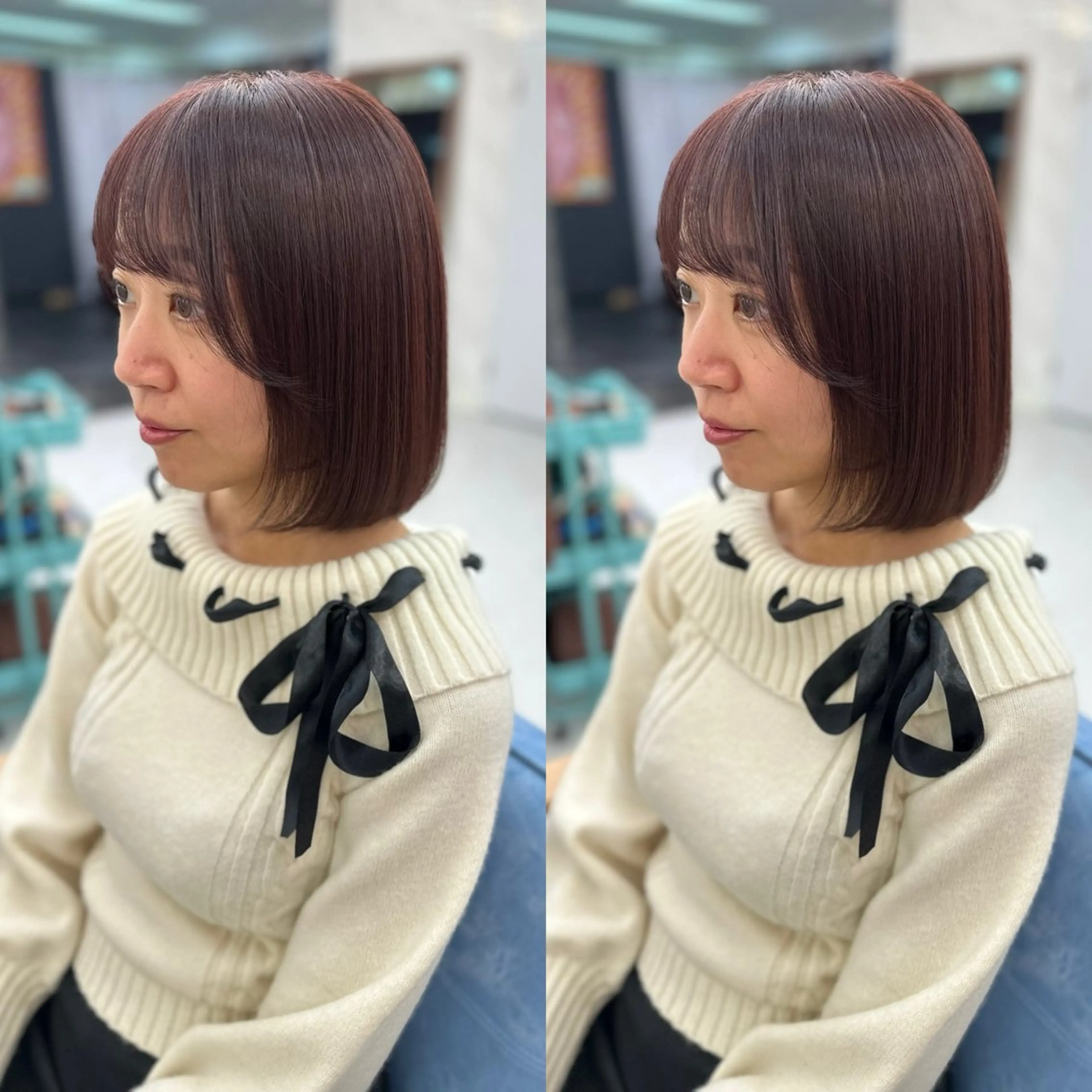 ショート カット ヘアカラー トリートメント 縮毛矯正×ボブ💎 髪質改善/木下のヘアスタイル