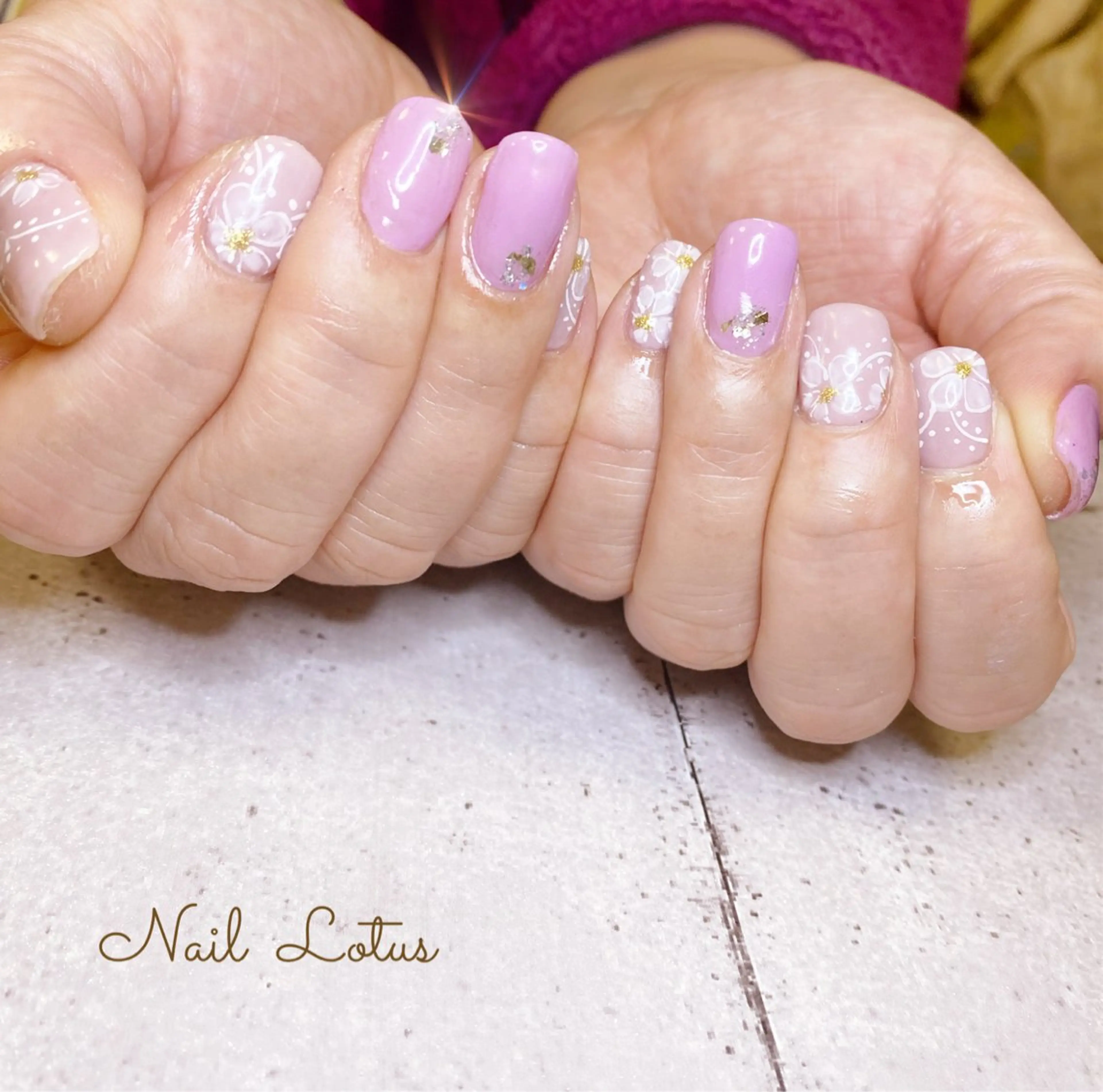 ネイル フラワーネイル ハンドネイル ネイル＆脱毛 Lotus🌸のネイルデザイン