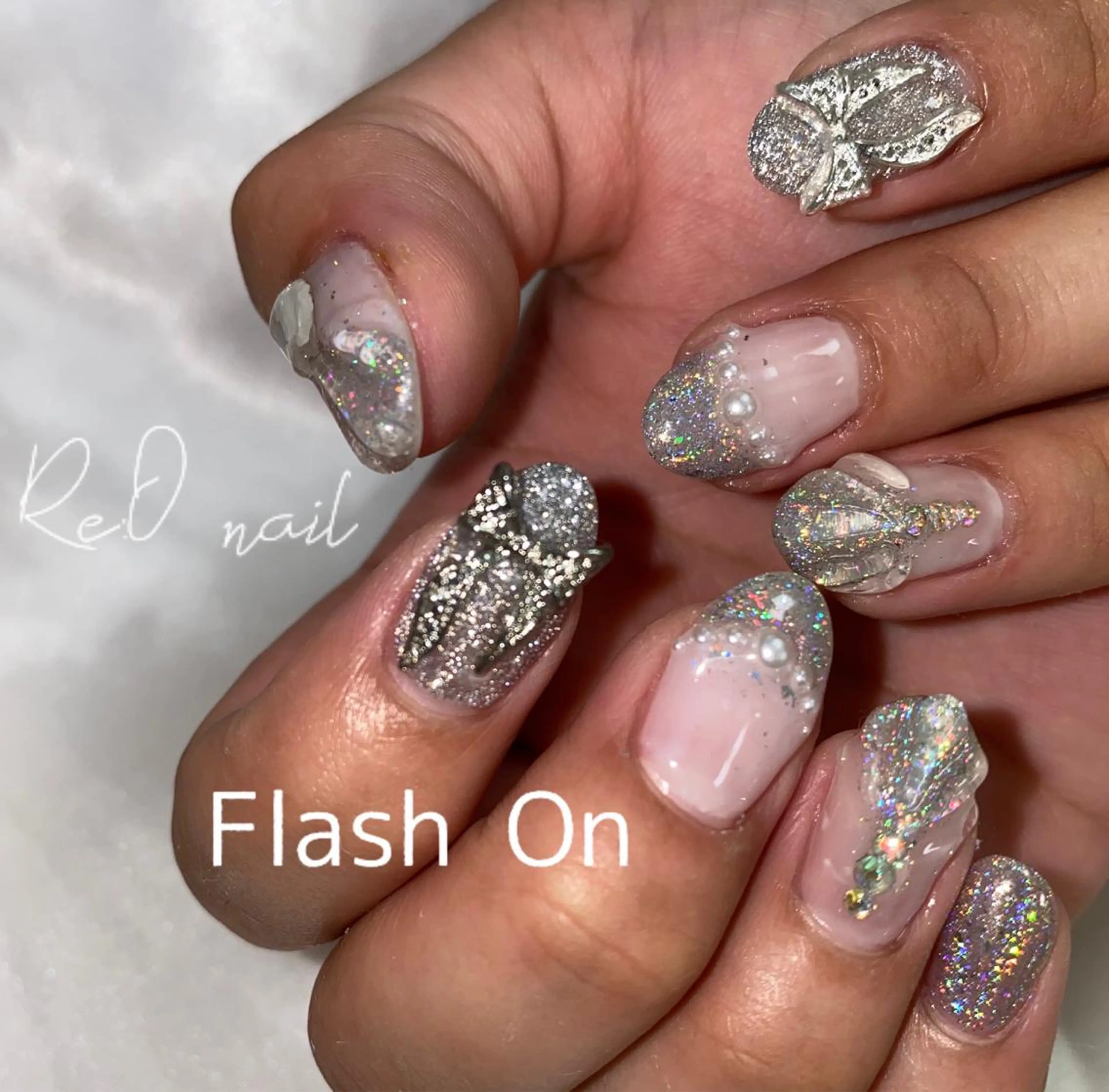 ネイル フラッシュネイル ハンドネイル Re:Ø nail 🩵TSUJIのネイルデザイン