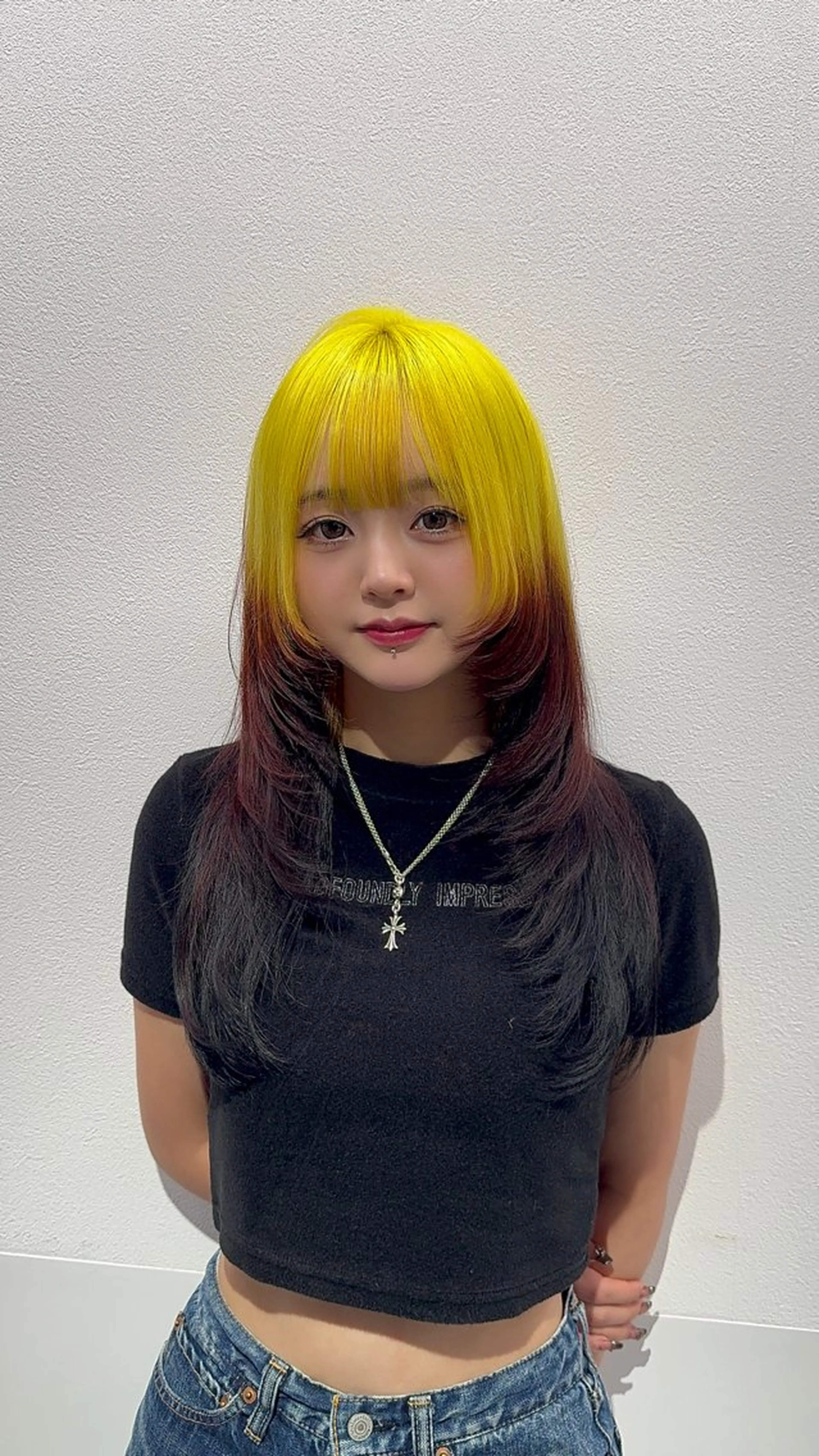 ロング カラー ヘアアレンジ カット ヘアカラー トリートメント 韓国レイヤーカット /韓国トレンドカラーのヘアスタイル