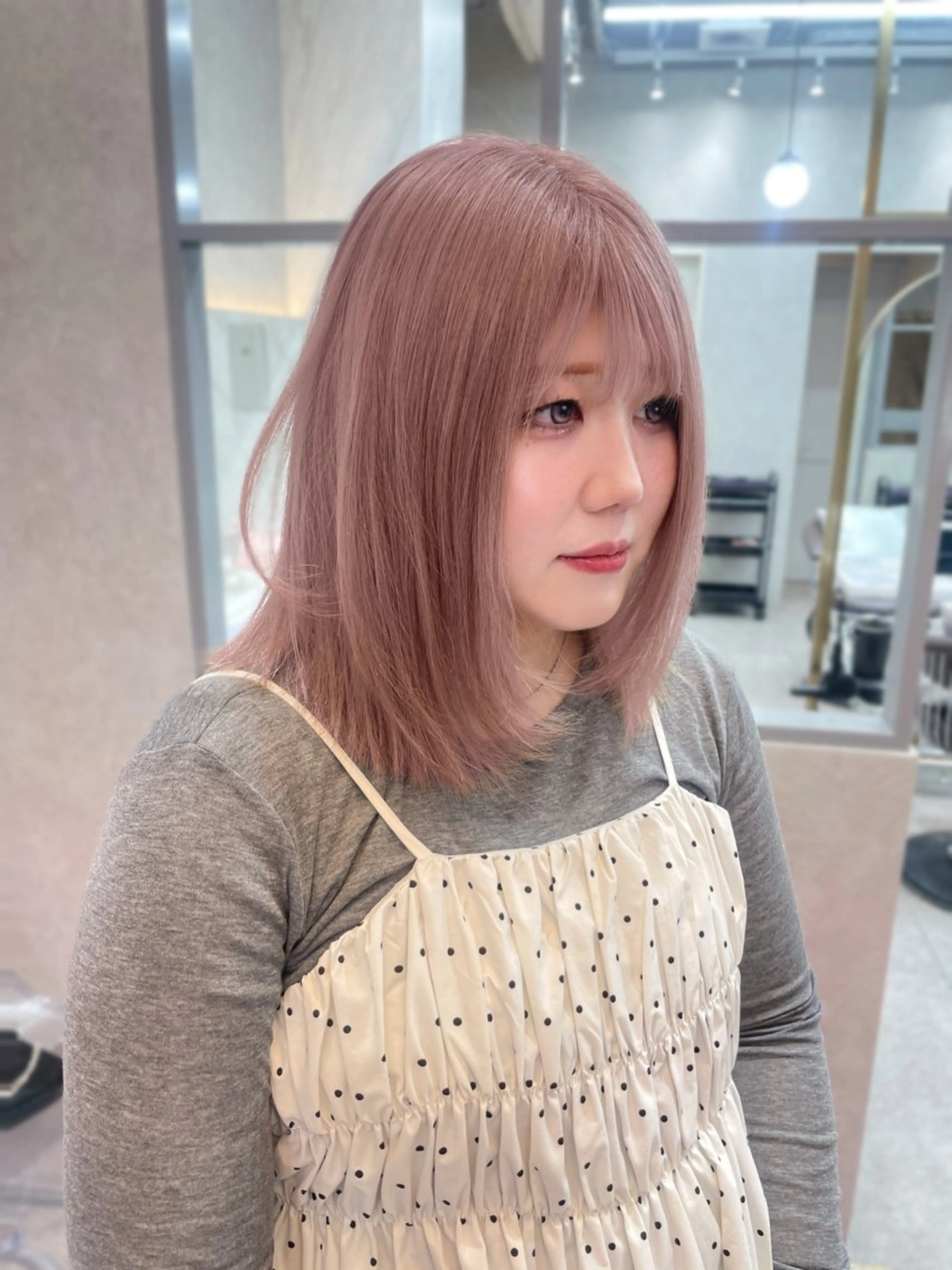 セミロング カット ヘアカラー MOE 福岡韓国ヘア✧︎のヘアスタイル