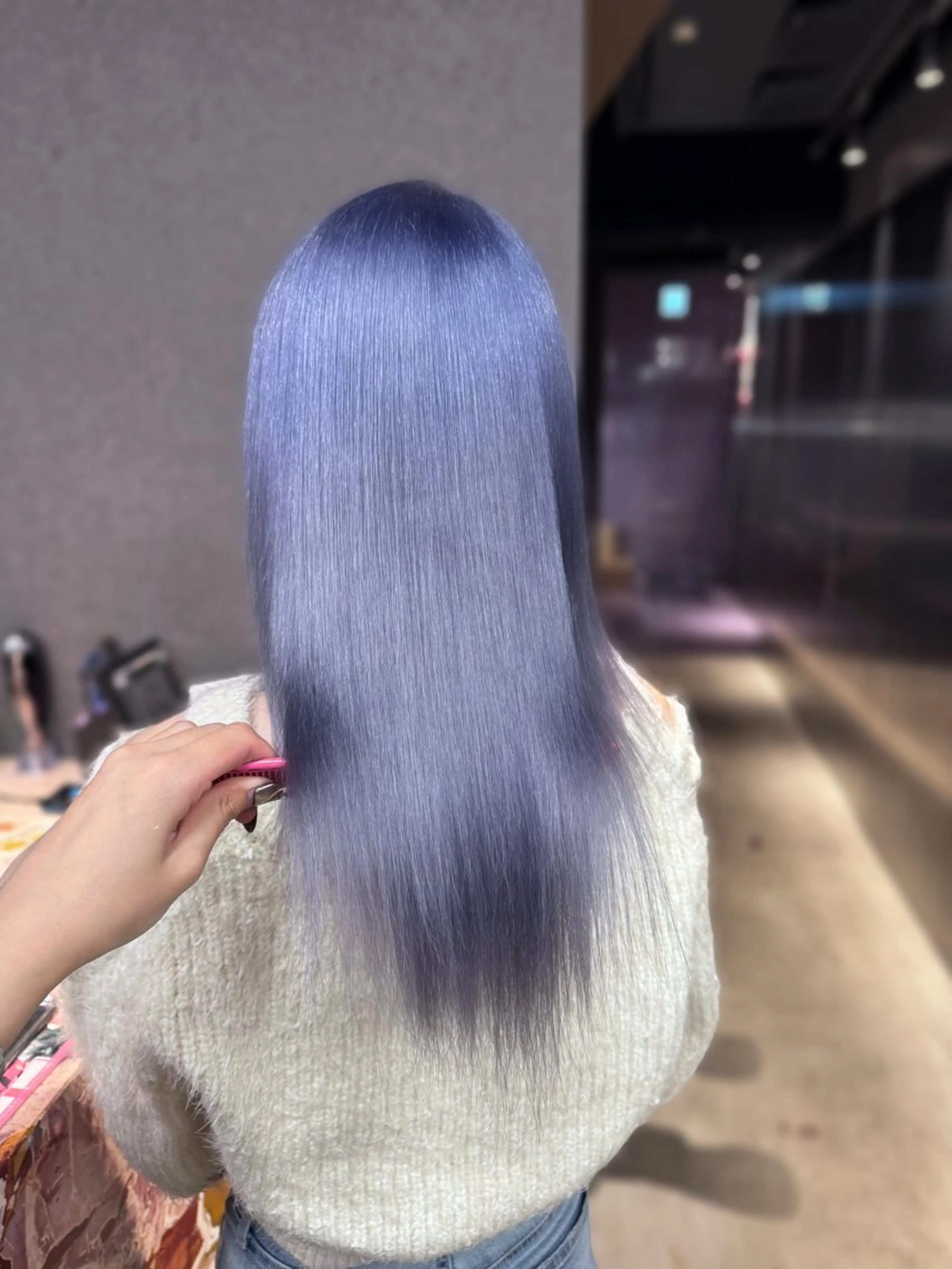 セミロング カラー ラベンダーカラー ヘアカラー トリートメント 紬/enne/ブリー チ/ハイトーンのヘアスタイル