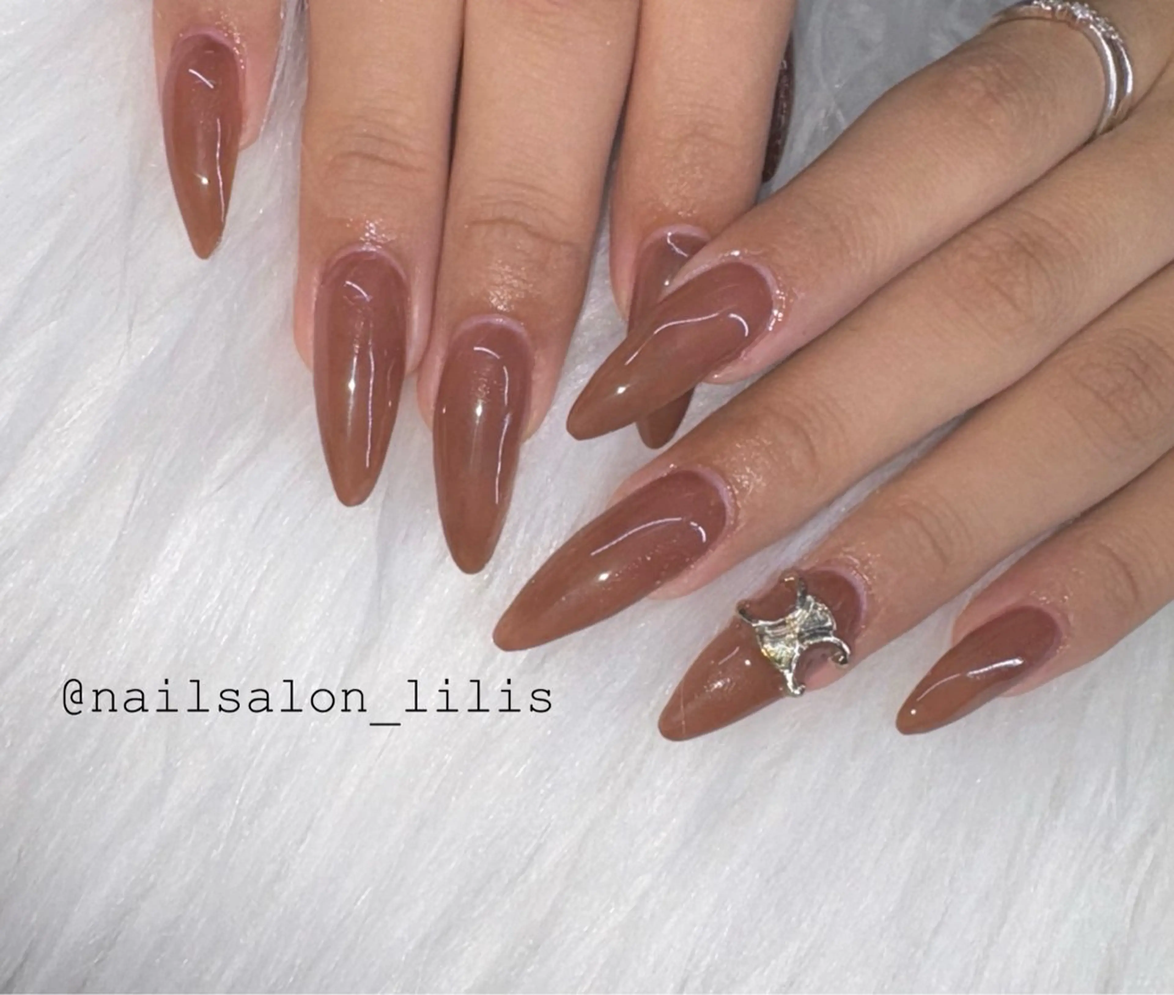 ネイル アニマル柄 ブラウン ハンドネイル nailsalon Lilisのネイルデザイン