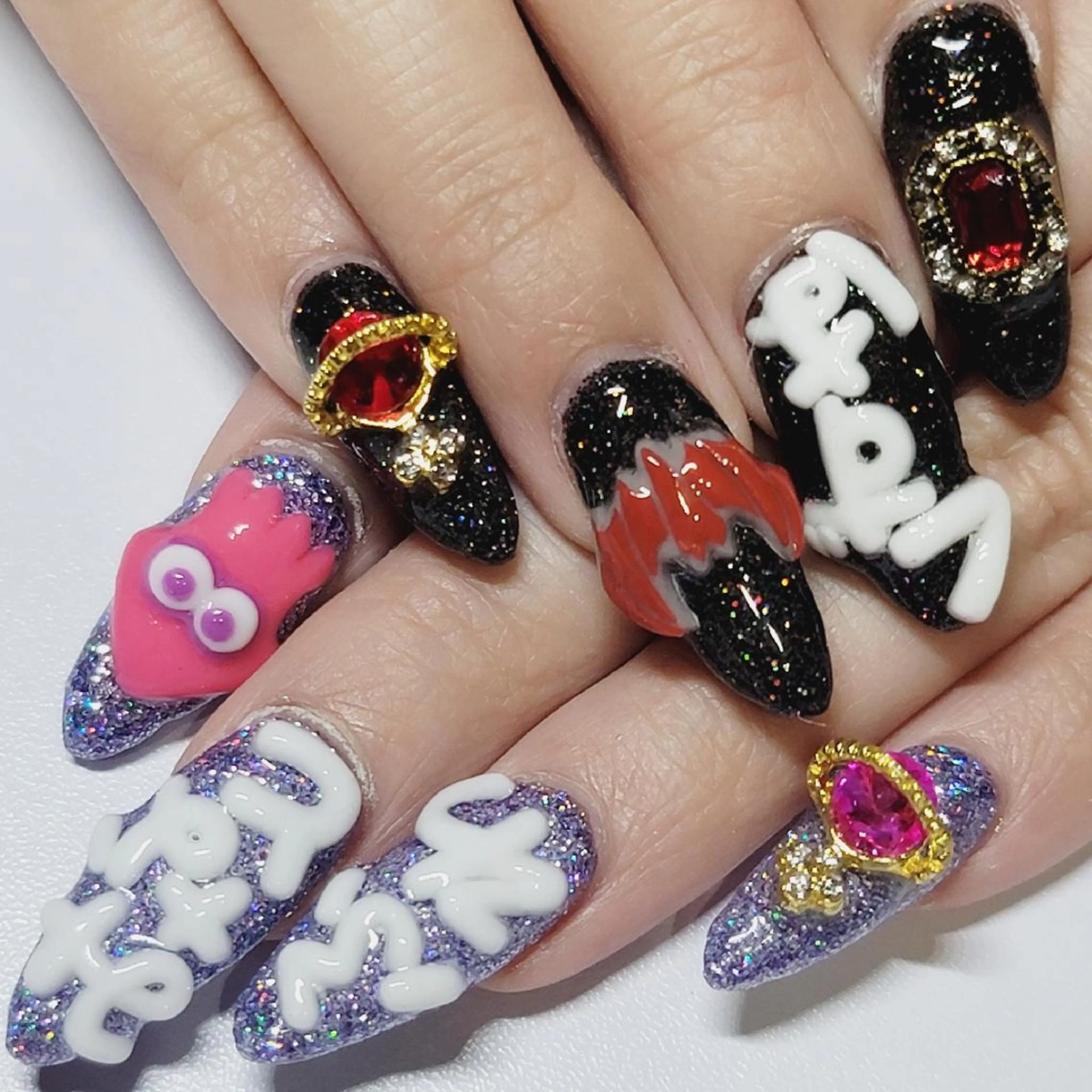 ネイル アートネイル ラメ(グリッター) パープル ハンドネイル よしだ ひろきのネイルデザイン