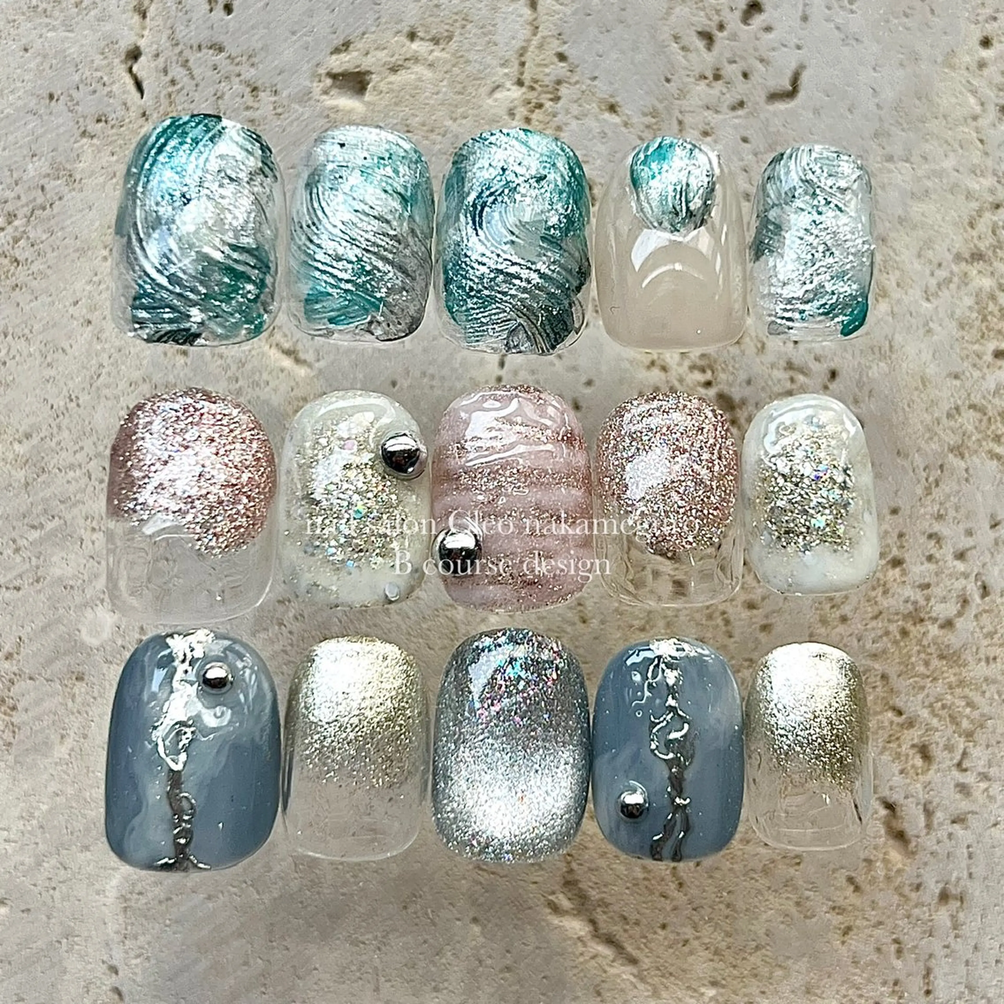 ネイル オーロラネイル 長さ出し フラッシュネイル フラワーネイル フットネイル ハンドネイル Cleo中目黒店 Hinahoのネイルデザイン