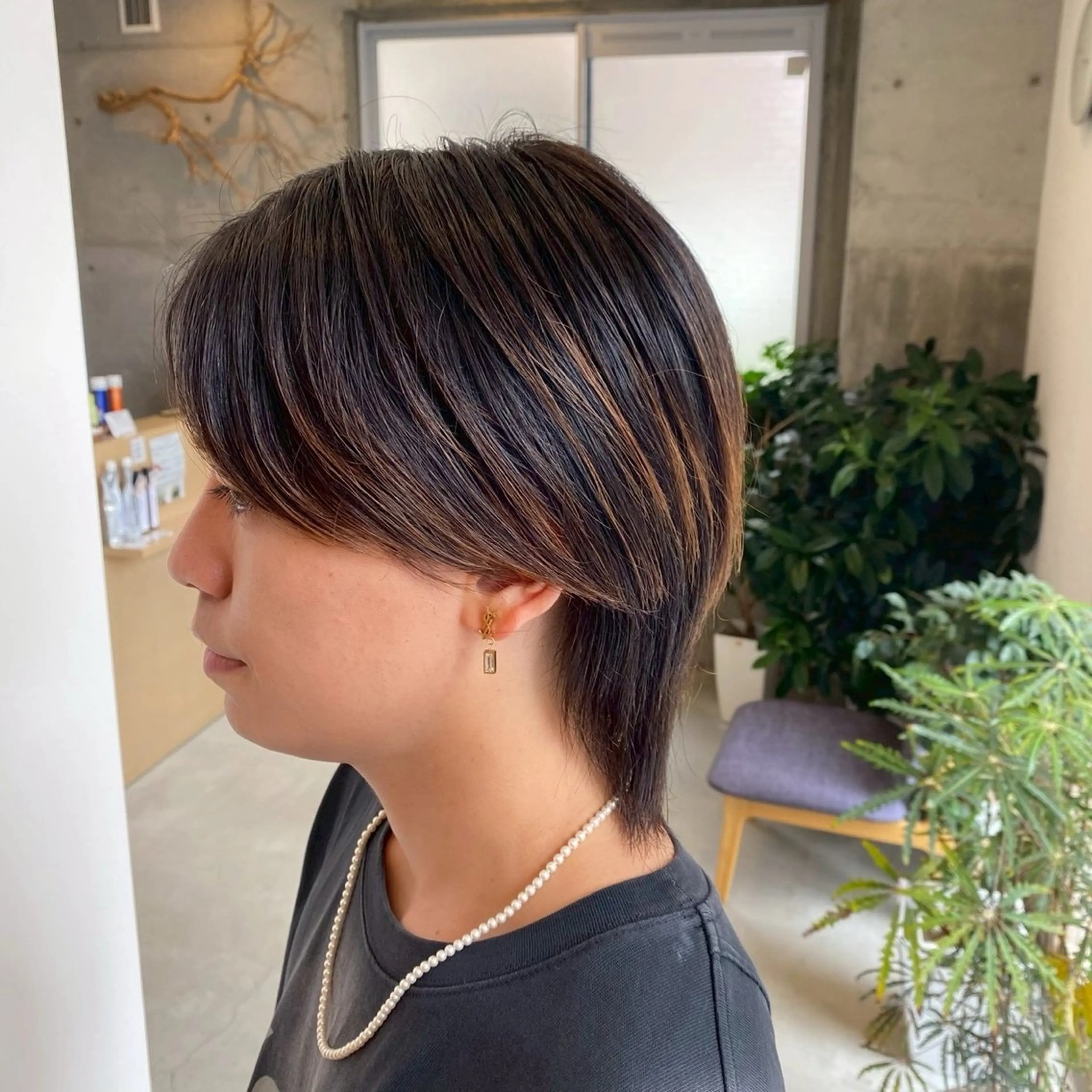 ミディアム カット 【本陣】カット モデル/朝岡 慧のヘアスタイル