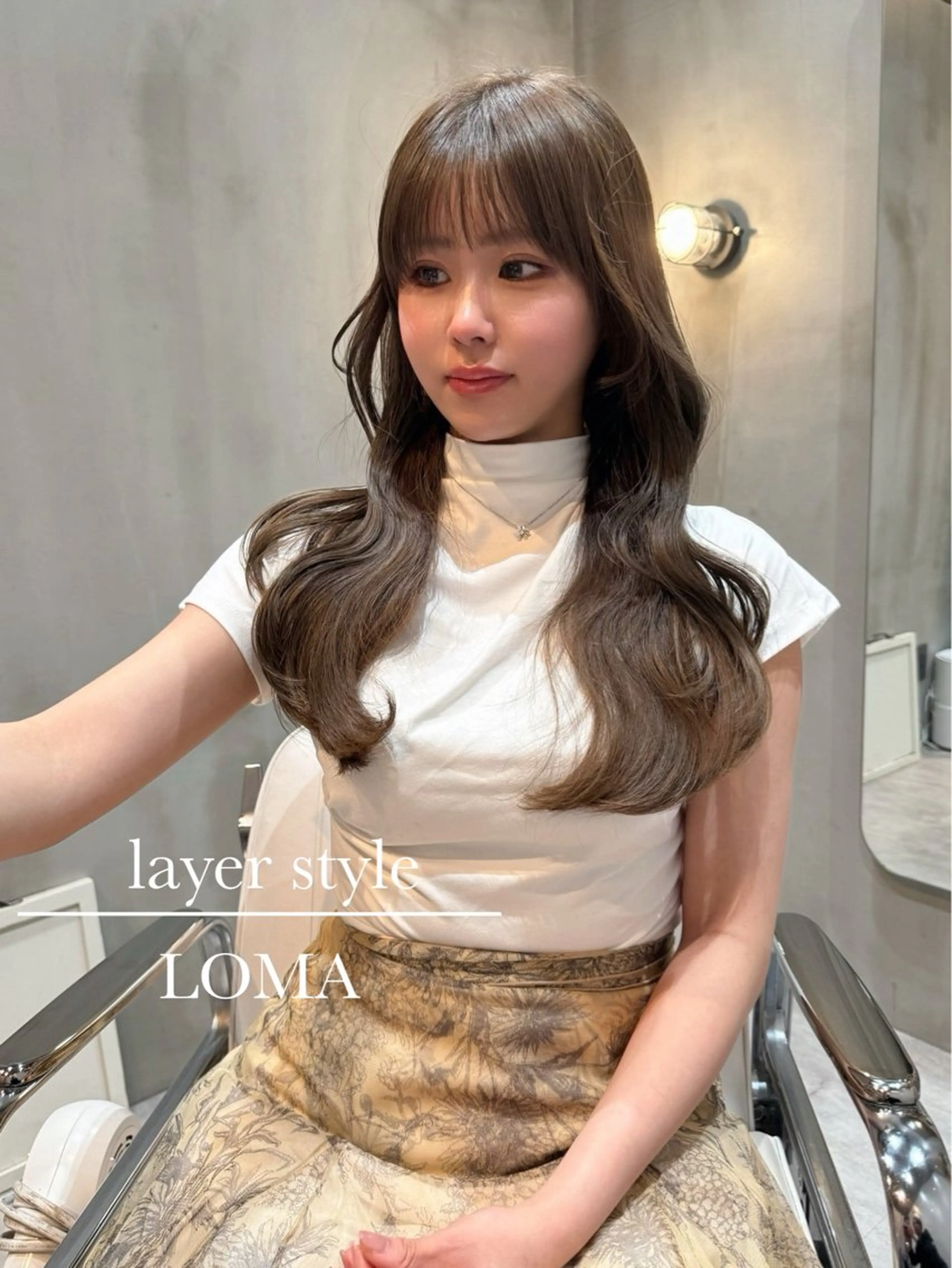 ロング 顔周りカット 韓国風ヘア レイヤーカット カット ヘアカラー トリートメント LOMA🇰🇷 銀座クボタのヘアスタイル