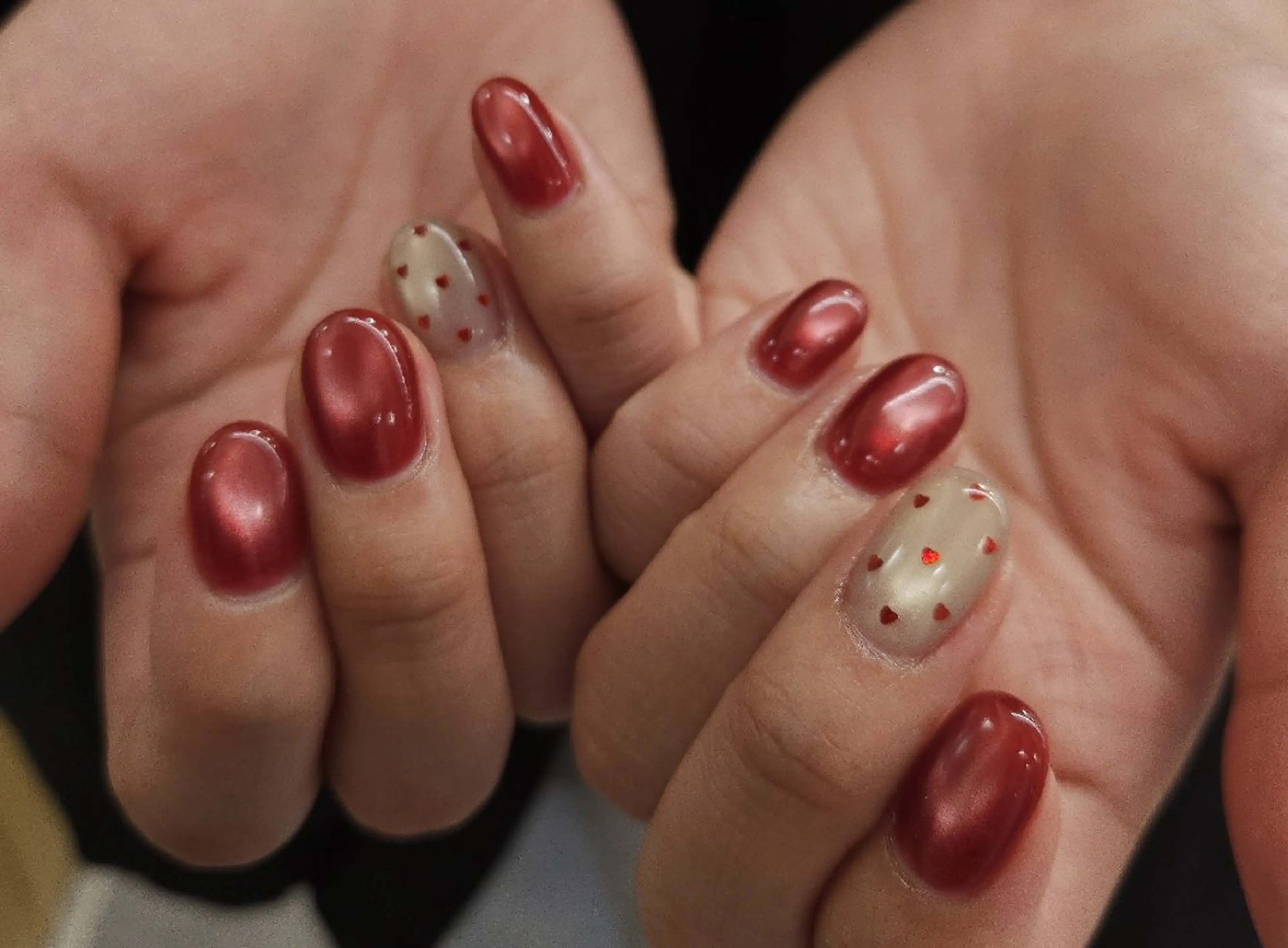 ネイル ドット ジェルネイル ハート マグネットネイル パラジェル ハンドネイル puku nail 🌼kazu🌼のネイルデザイン