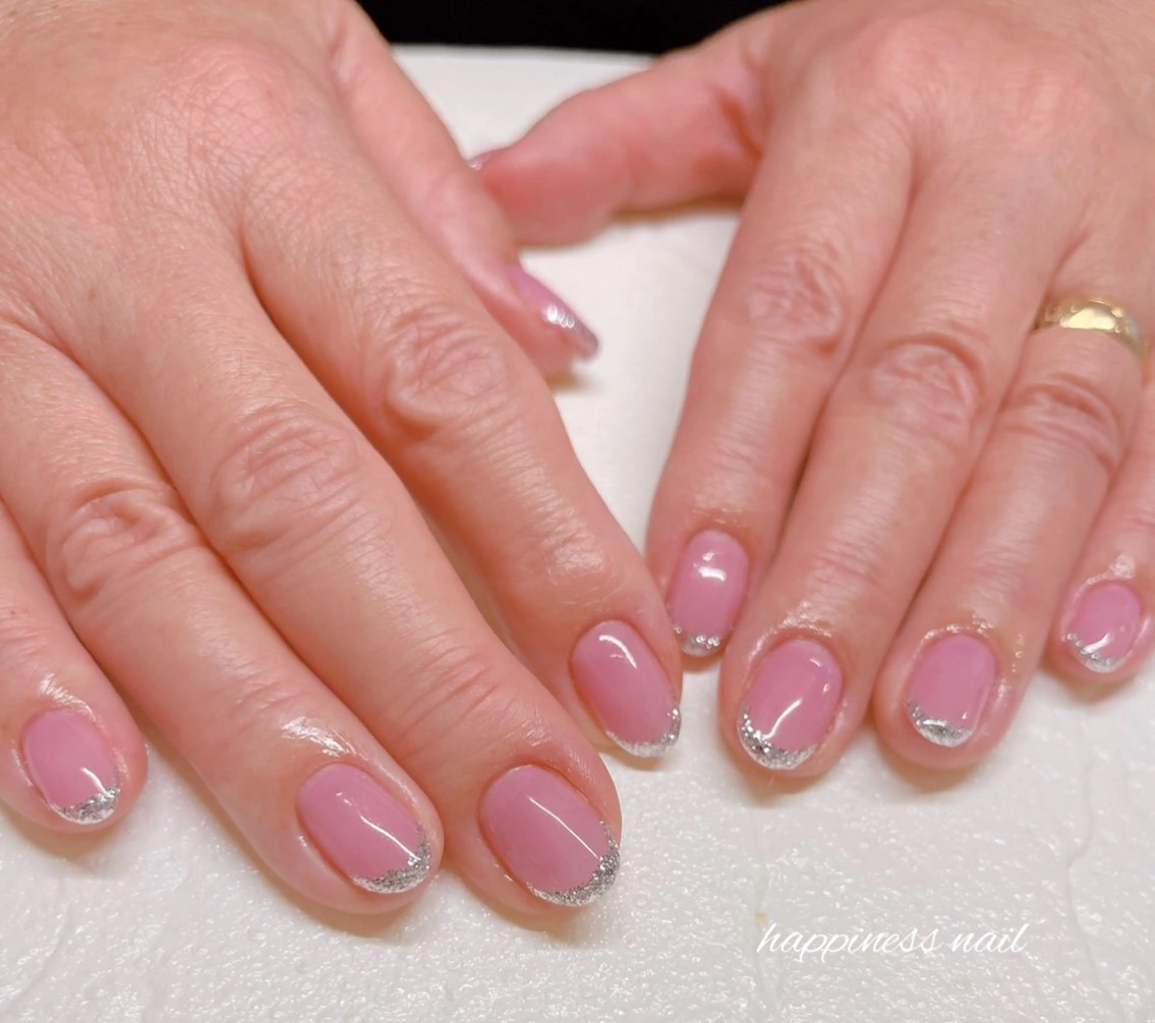 ネイル フレンチネイル ラメ(グリッター) ハンドネイル happiness nailのネイルデザイン