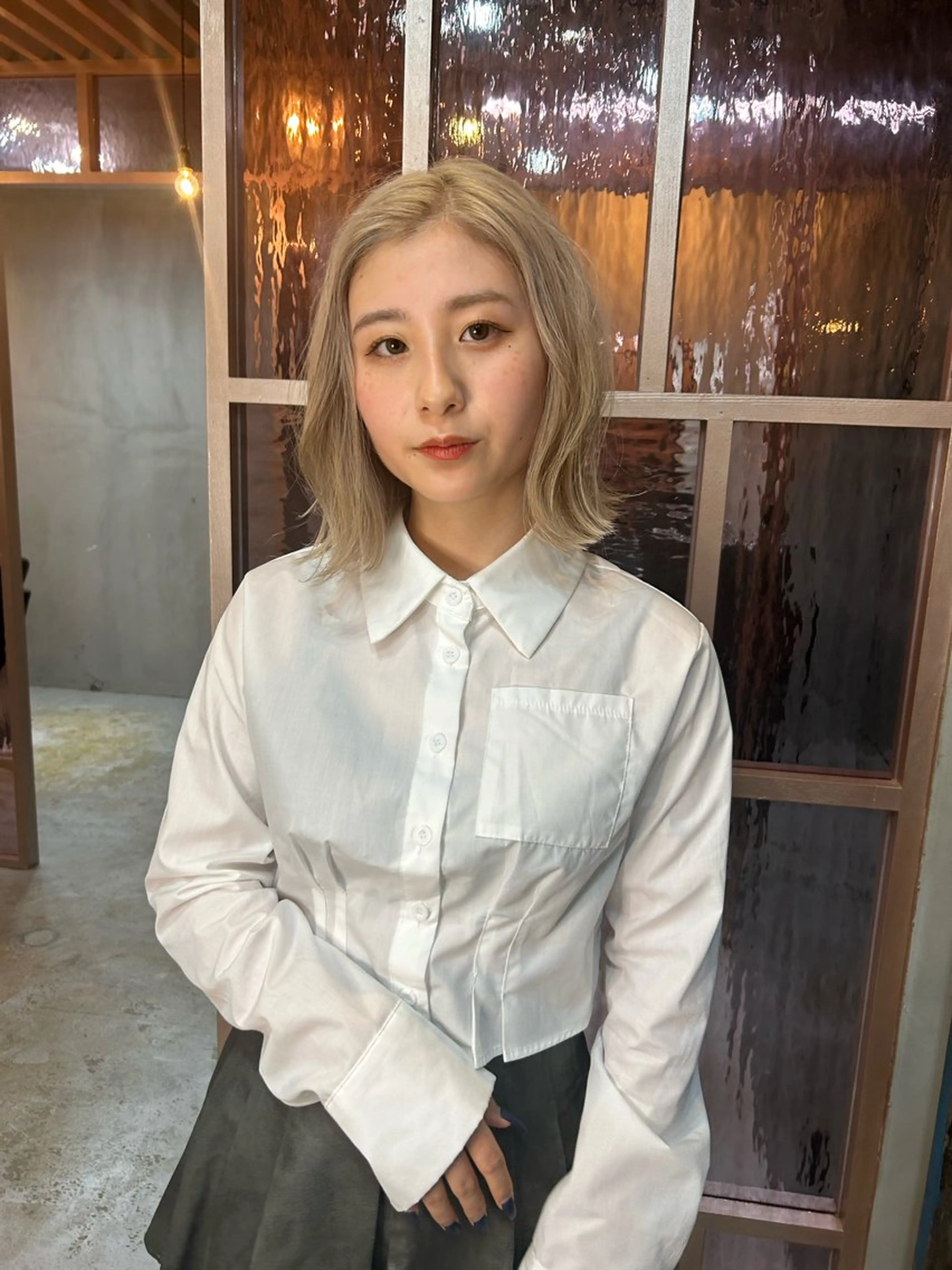 ミディアム ヘアカラー トリートメント L STUDIO所属・ハイトーン/ブリーチ 🧁soraのヘアスタイル