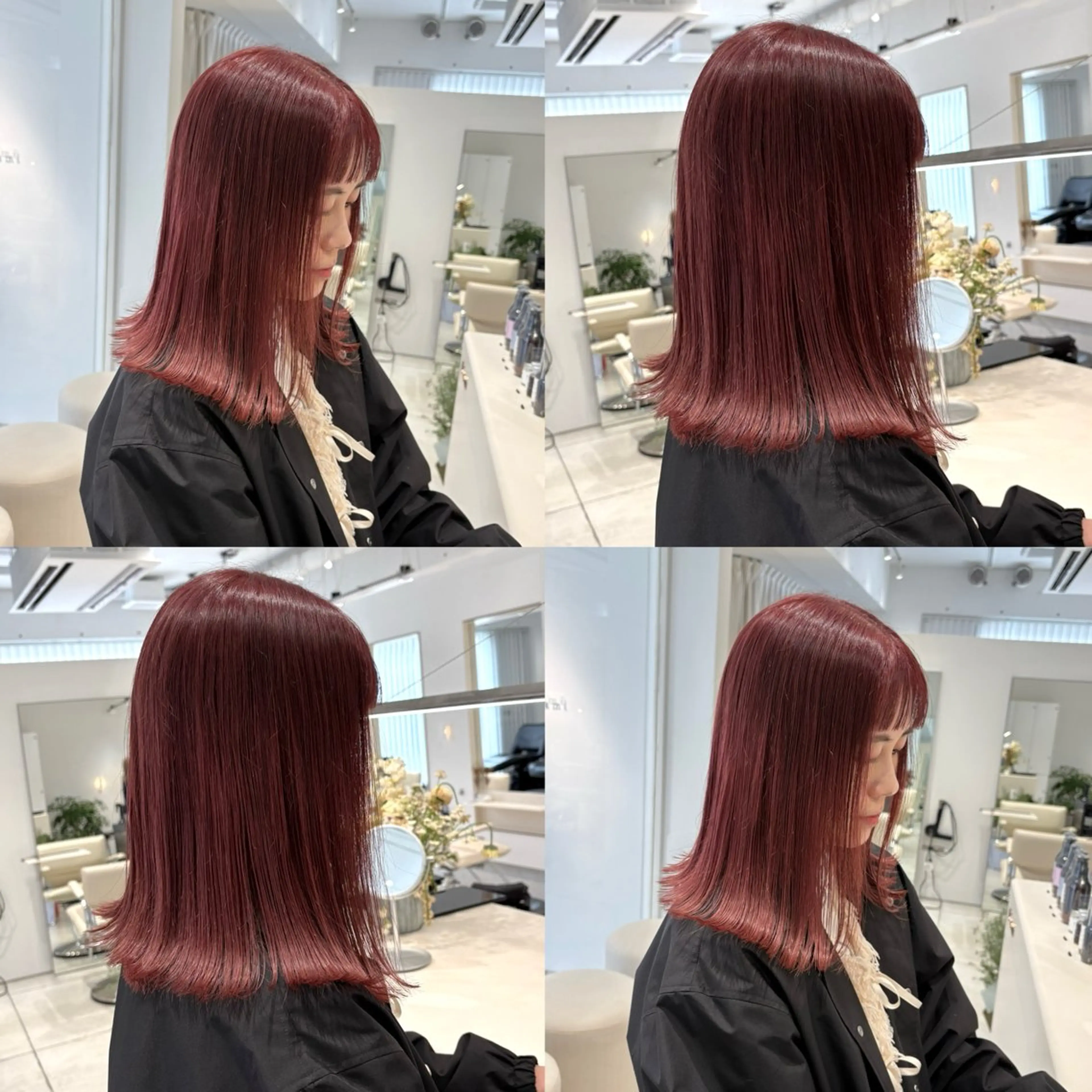 ミディアム カラー ベージュカラー ダブルカラー オレンジ ピンクカラー ピンクベージュ カジュアルを女っぽく 𝗮𝘆𝗮𝗰𝗼のヘアスタイル