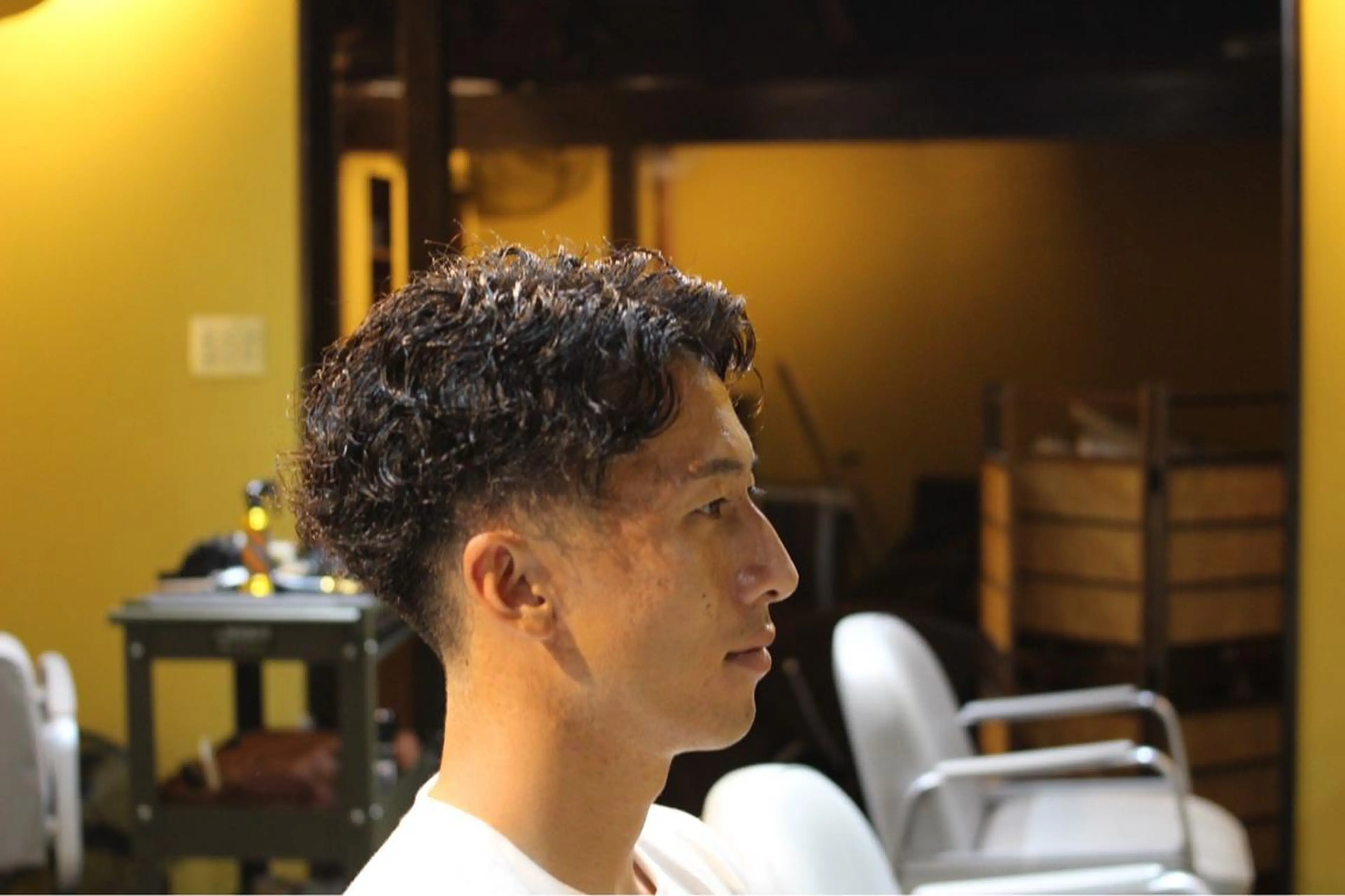 ミディアム パーマ メンズ ミディアムパーマ メンズパーマ 七三 メンズカット/パーマ 福島区SOSOのヘアスタイル