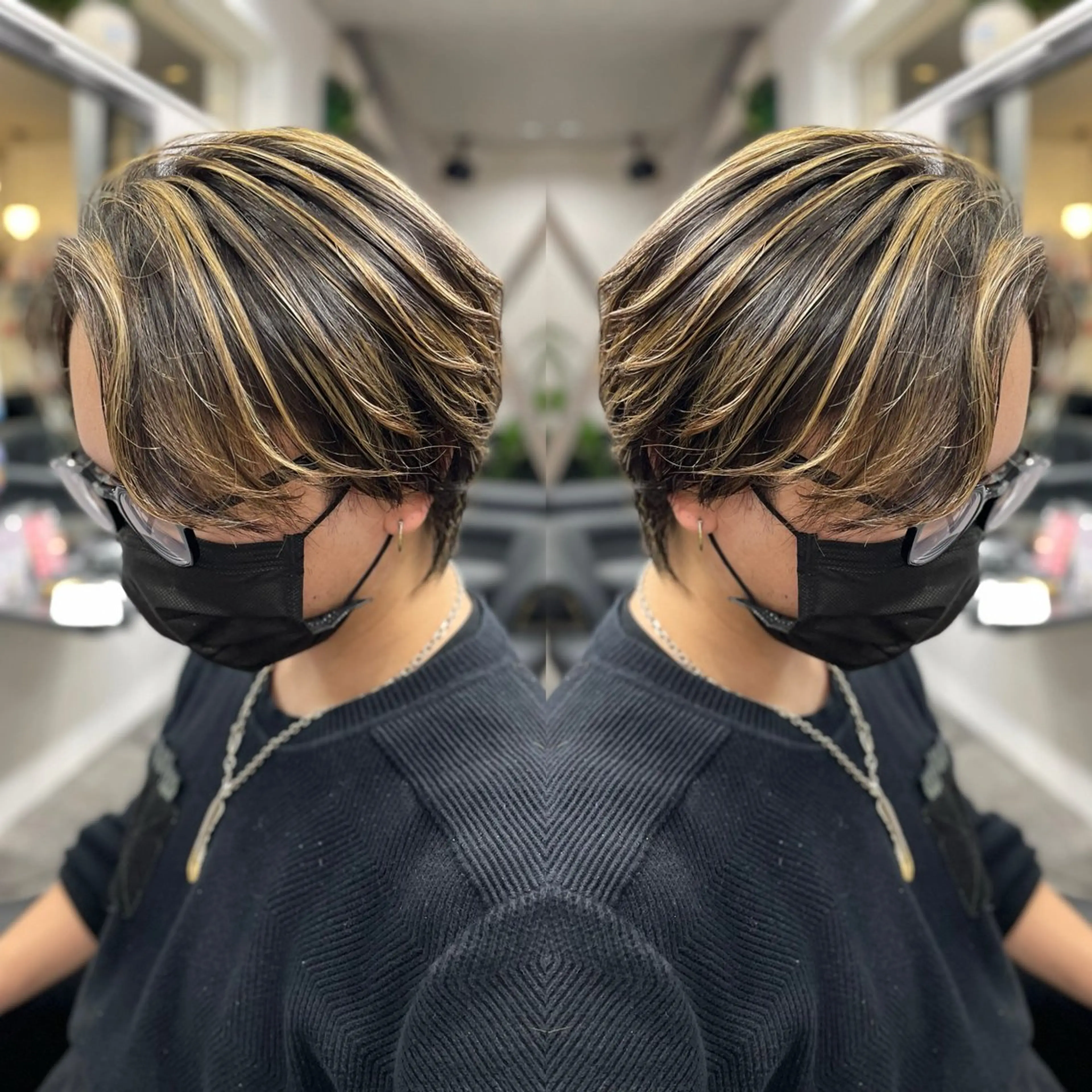 メンズ センターパート メンズハイライト 大澤 未夢のヘアスタイル