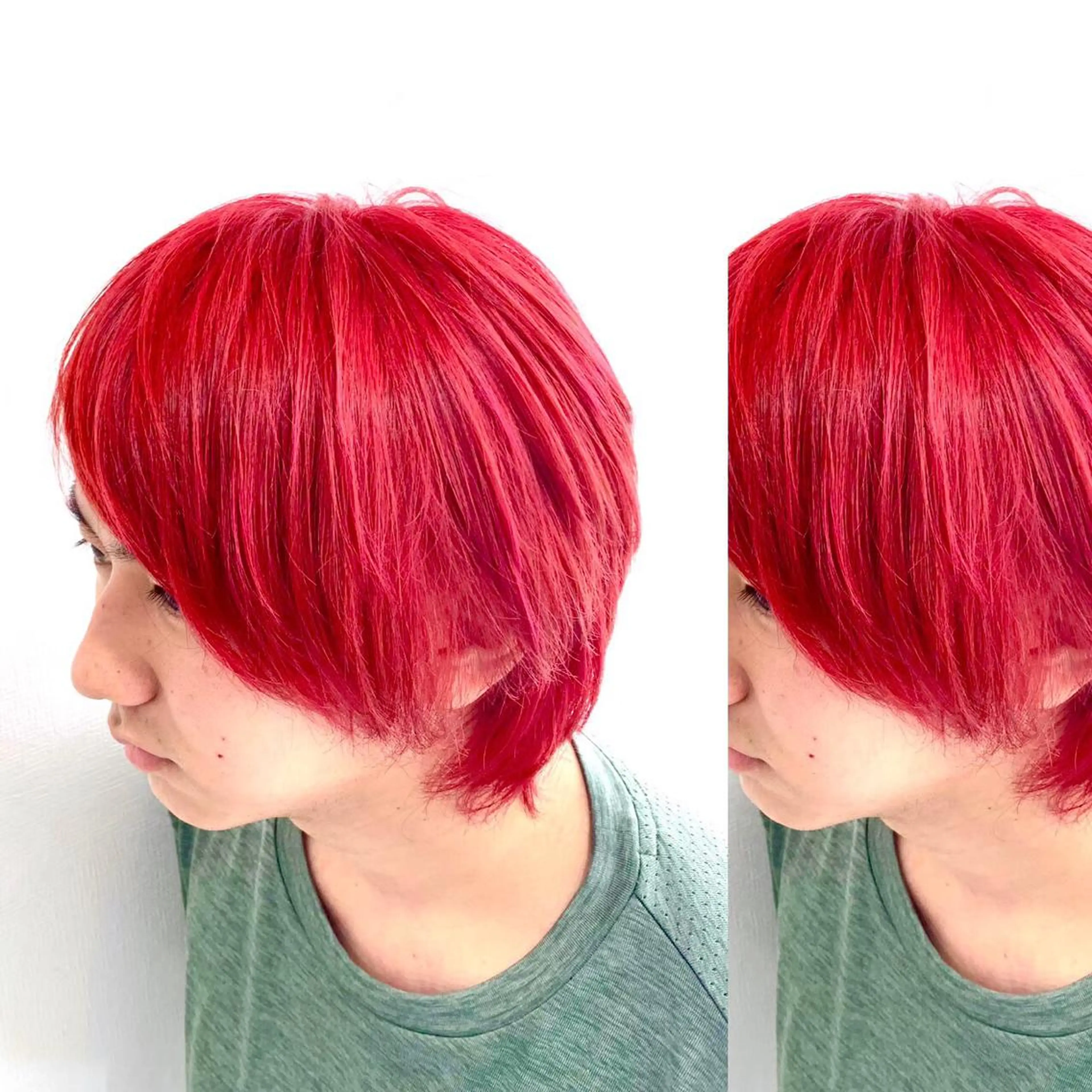 セミロング カラー JuNブリーチに 縮毛矯正するプロのヘアスタイル