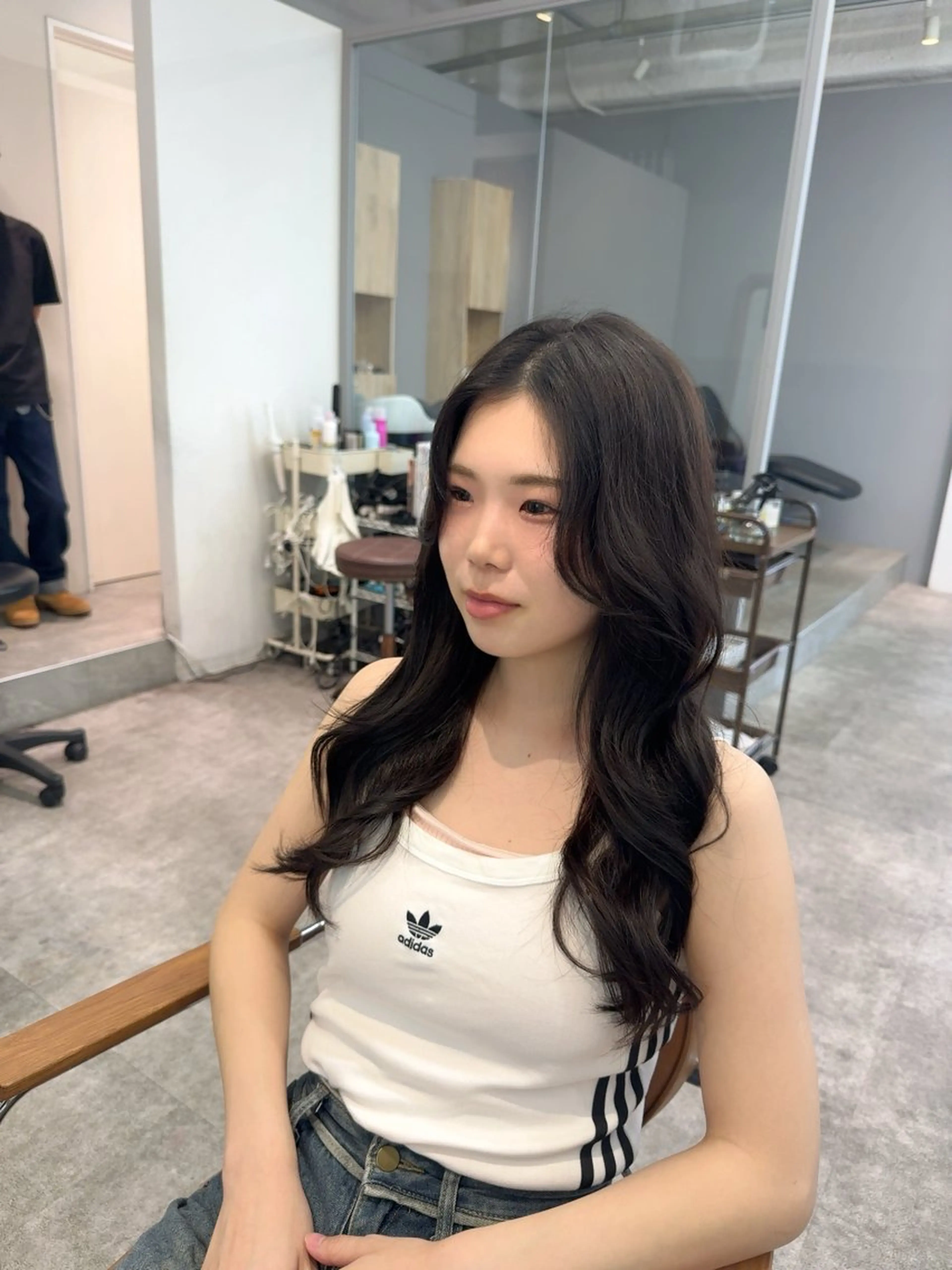 ロング カラー アッシュ アッシュブラウン ブラウンカラー 韓国風ヘア カット ヘアカラー トリートメント オスズ 🎀´-のヘアスタイル