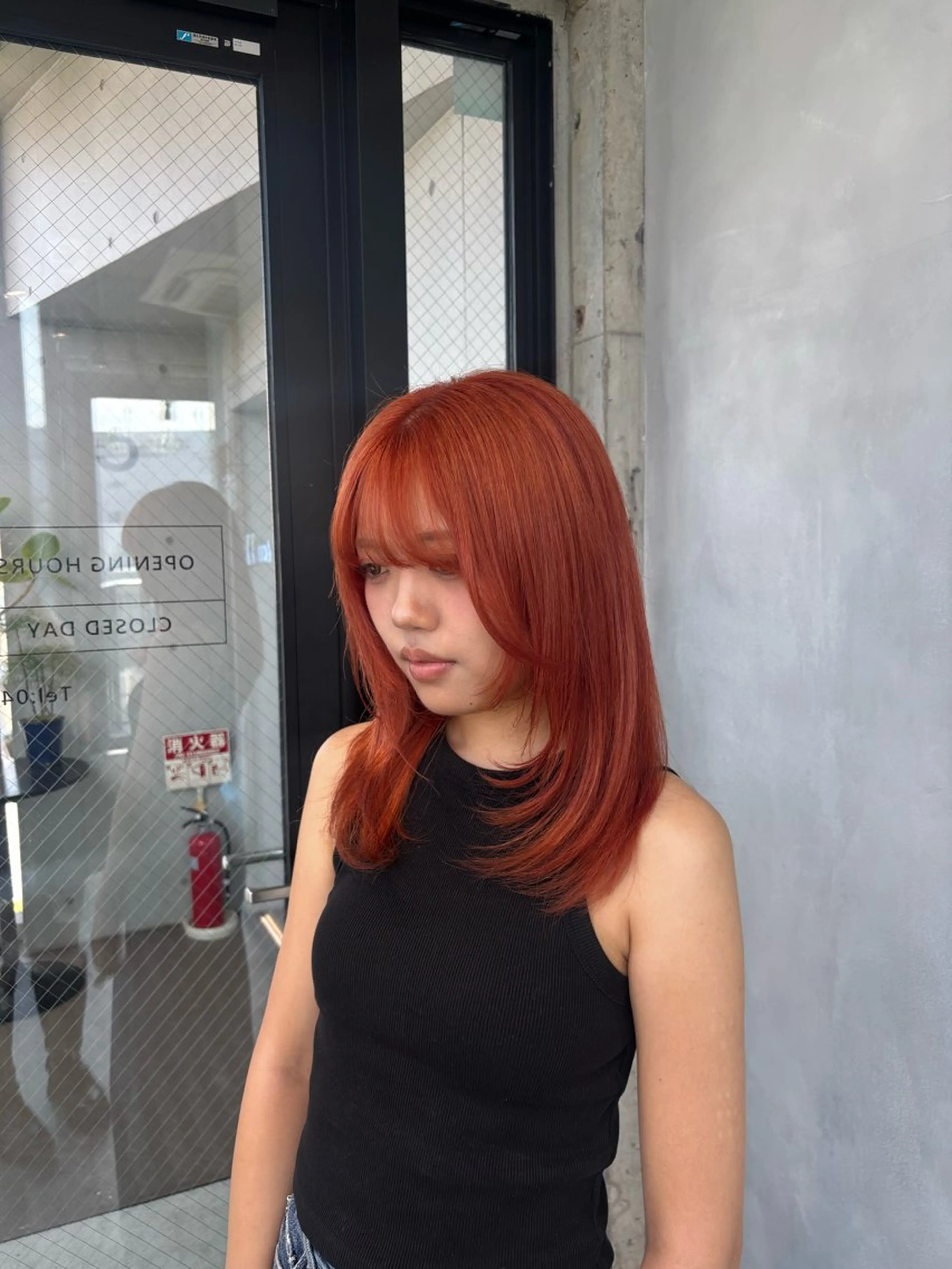 カラー オレンジ カット ヘアカラー トリートメント 暖色/ハイトーン/ カラー/HBLのヘアスタイル