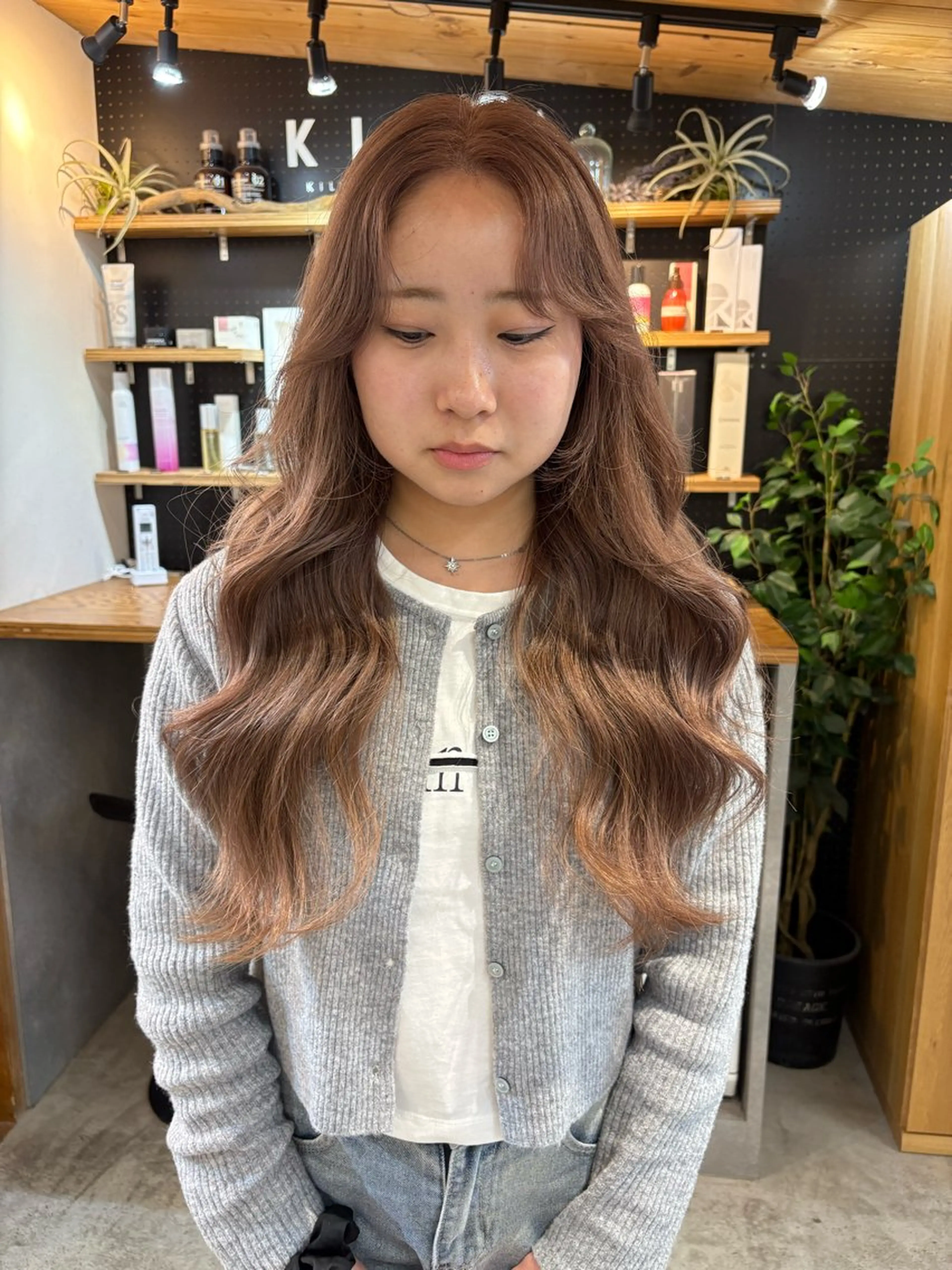 ロング カラー ヘアアレンジ ピンクカラー カット ヘアカラー トリートメント 🧸艶々韓国ヘア 🧁mizunaのヘアスタイル