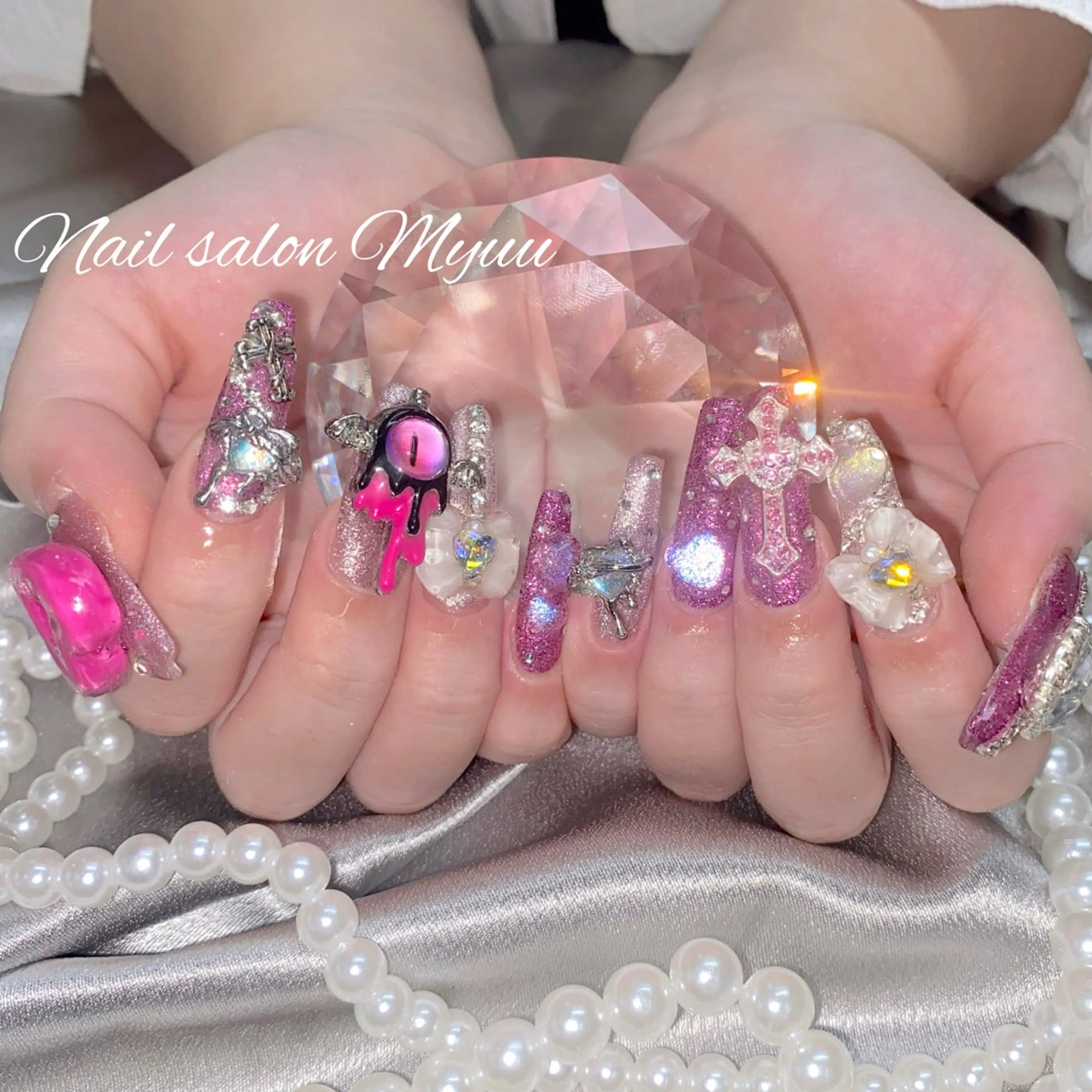 ネイル ロングネイル 持ち込み スカルプネイル ネイルチップ ハンドネイル Nailsalon Myuu笠原のネイルデザイン