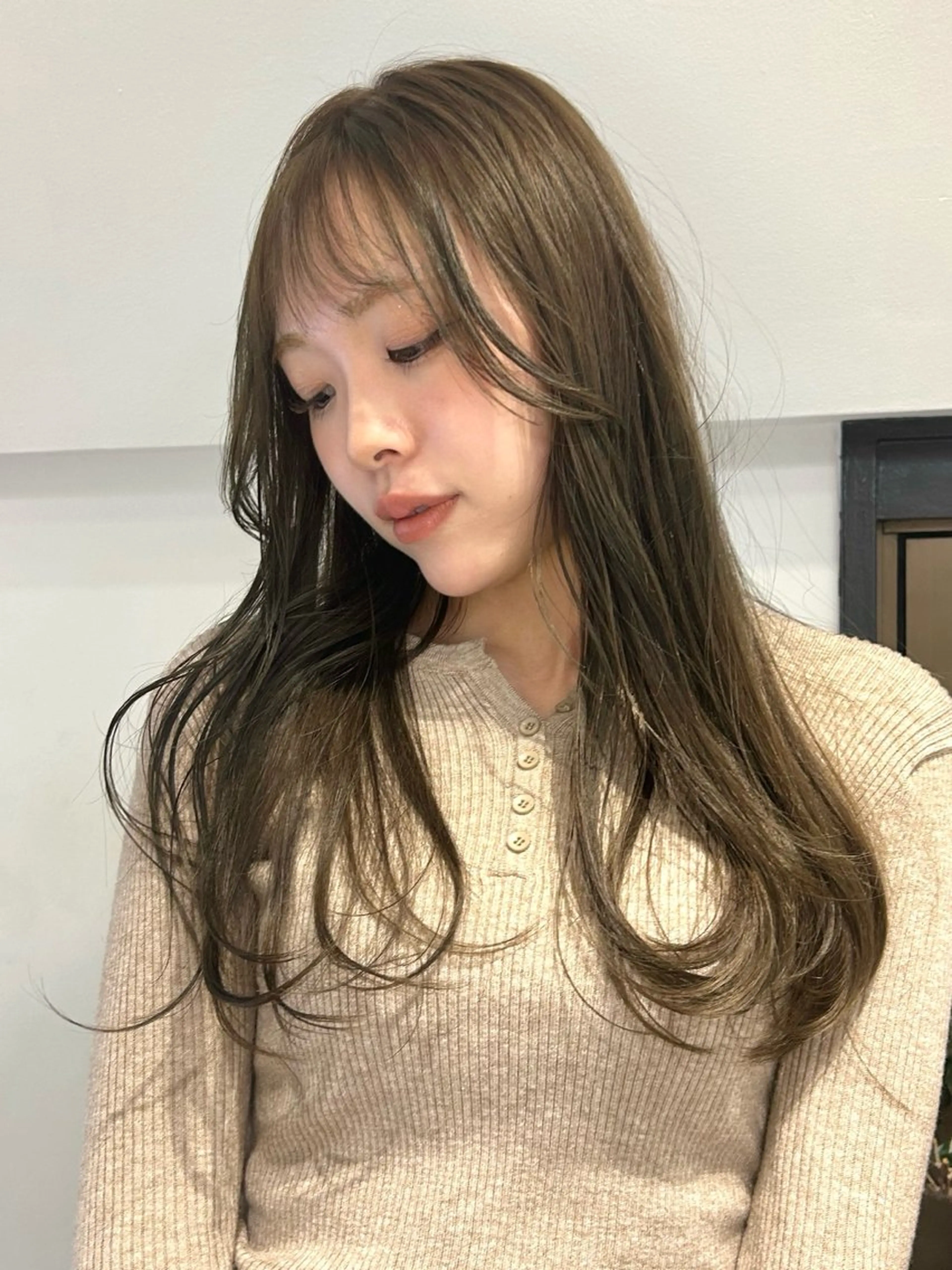 ロング カラー パーマ カット ヘアカラー レイヤー/透明感/ ブリーチなし/わかなのヘアスタイル