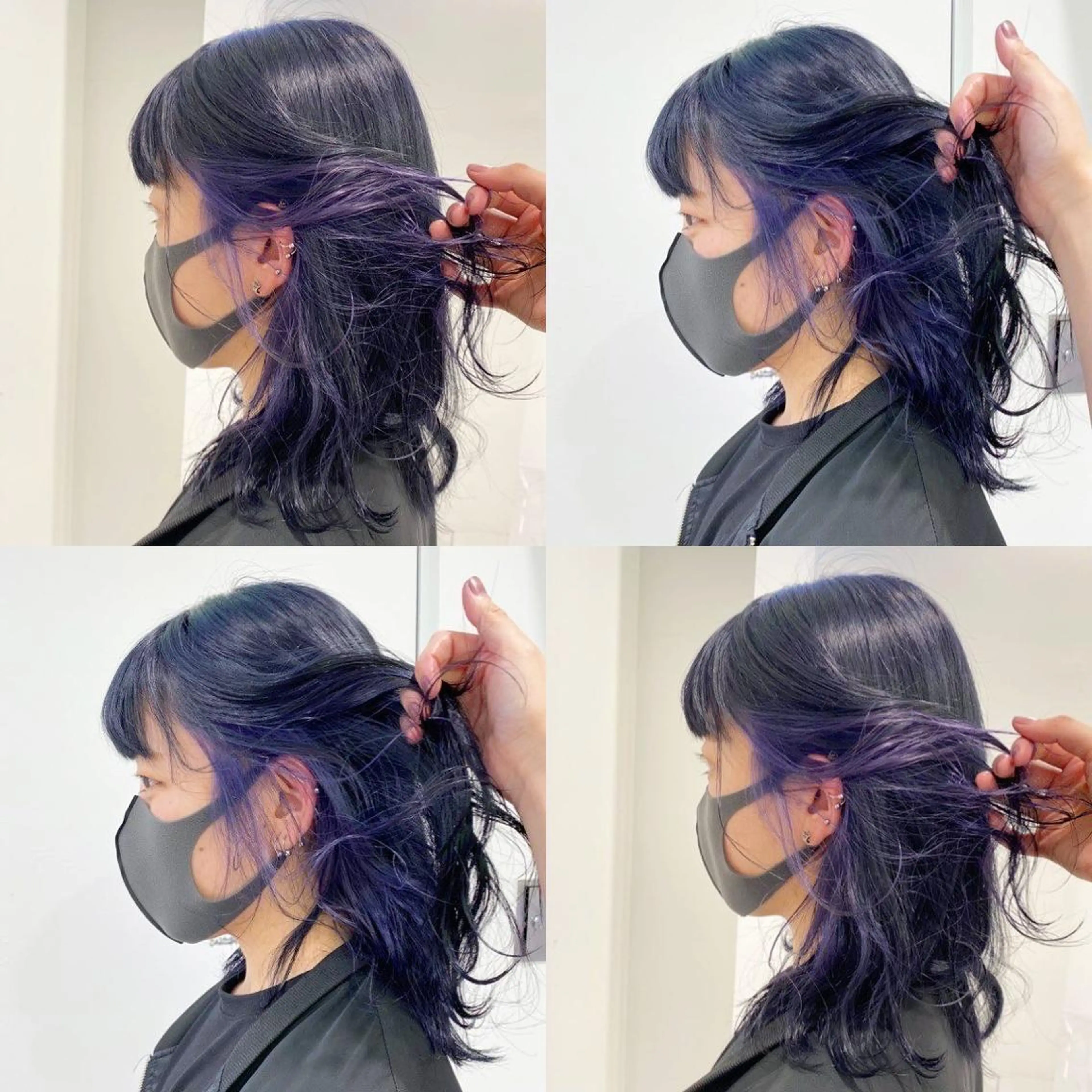 セミロング カラー ヘアアレンジ メンズ ヘアカラー 🦋重くない暗髪🦋 Hana🦋のヘアスタイル