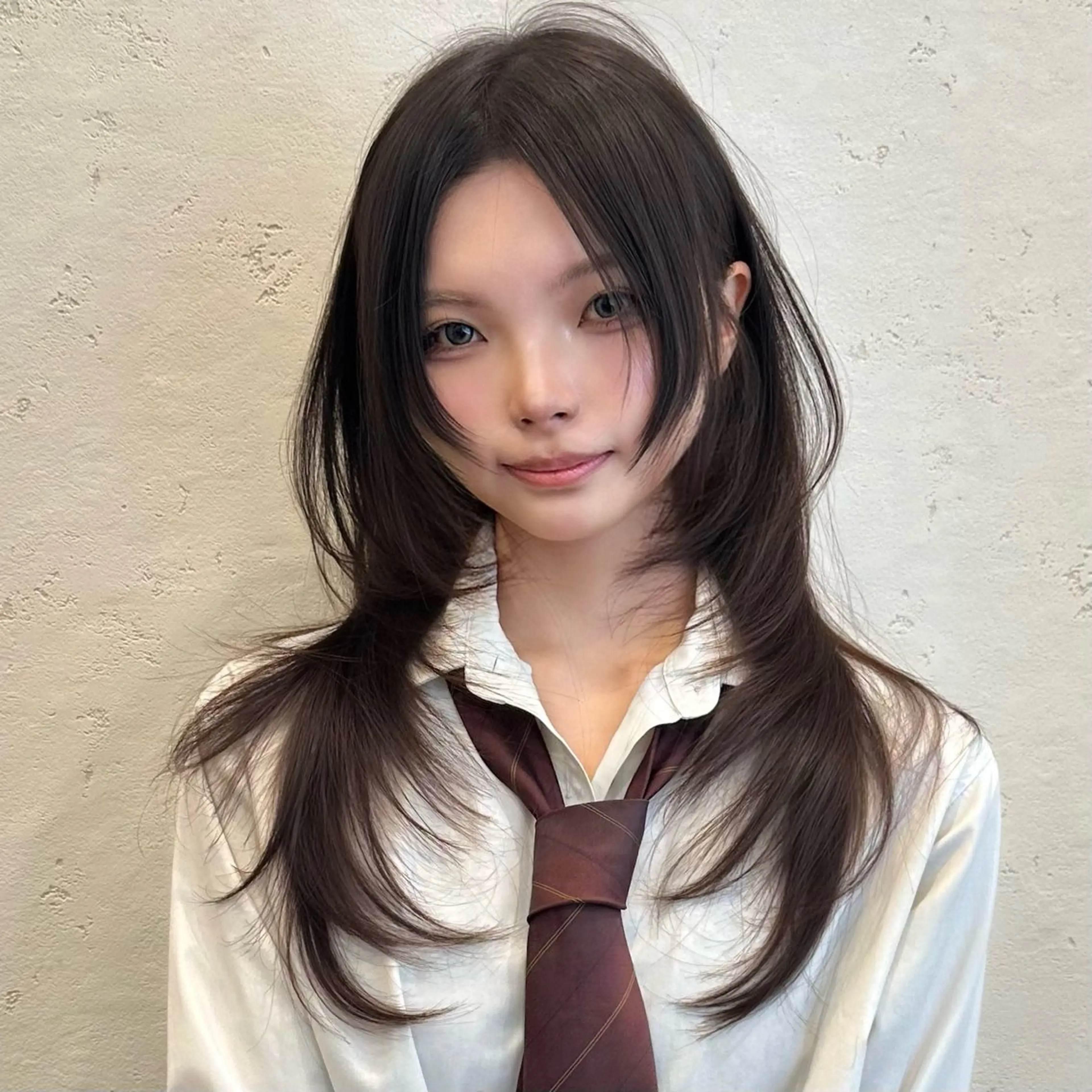 セミロング カット ヘアカラー トリートメント 🌹ハッシュカット、 レイヤー韓国ヘア🌹のヘアスタイル