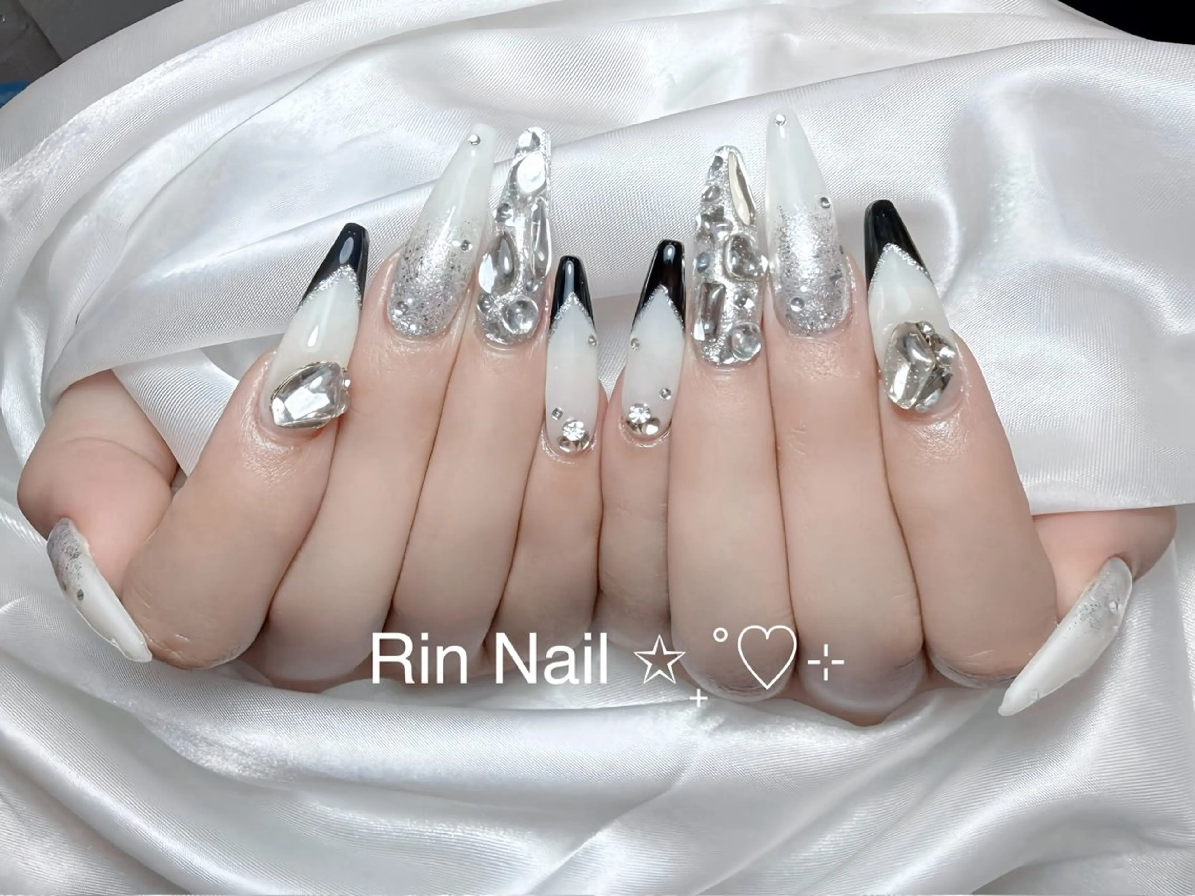 ネイル アートネイル チークネイル ジェルネイル ロングネイル マグネットネイル ハンドネイル Rin Nail 新大久保店のネイルデザイン