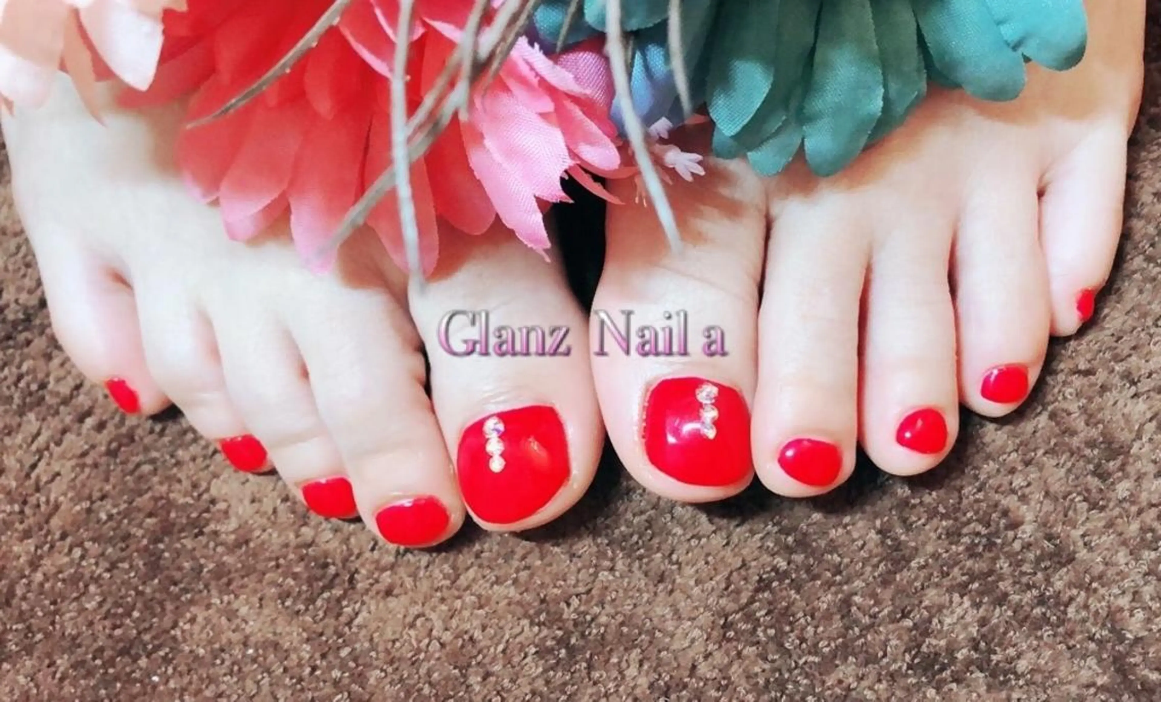 ネイル ワンカラーネイル ストーンネイル Glanz  Nail aのネイルデザイン