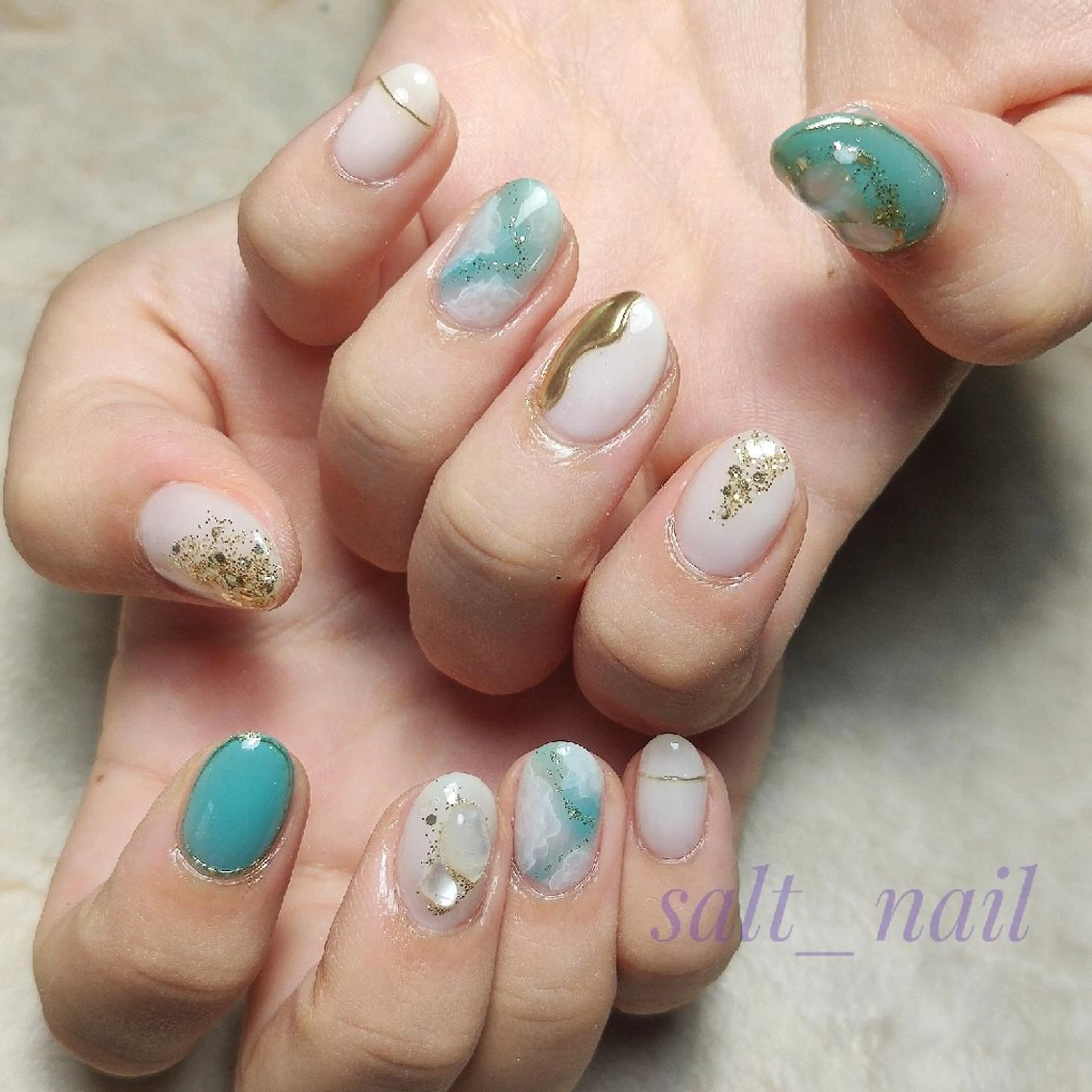 ネイル 大理石ネイル(マーブル) ハンドネイル 個人サロン saltnailのネイルデザイン