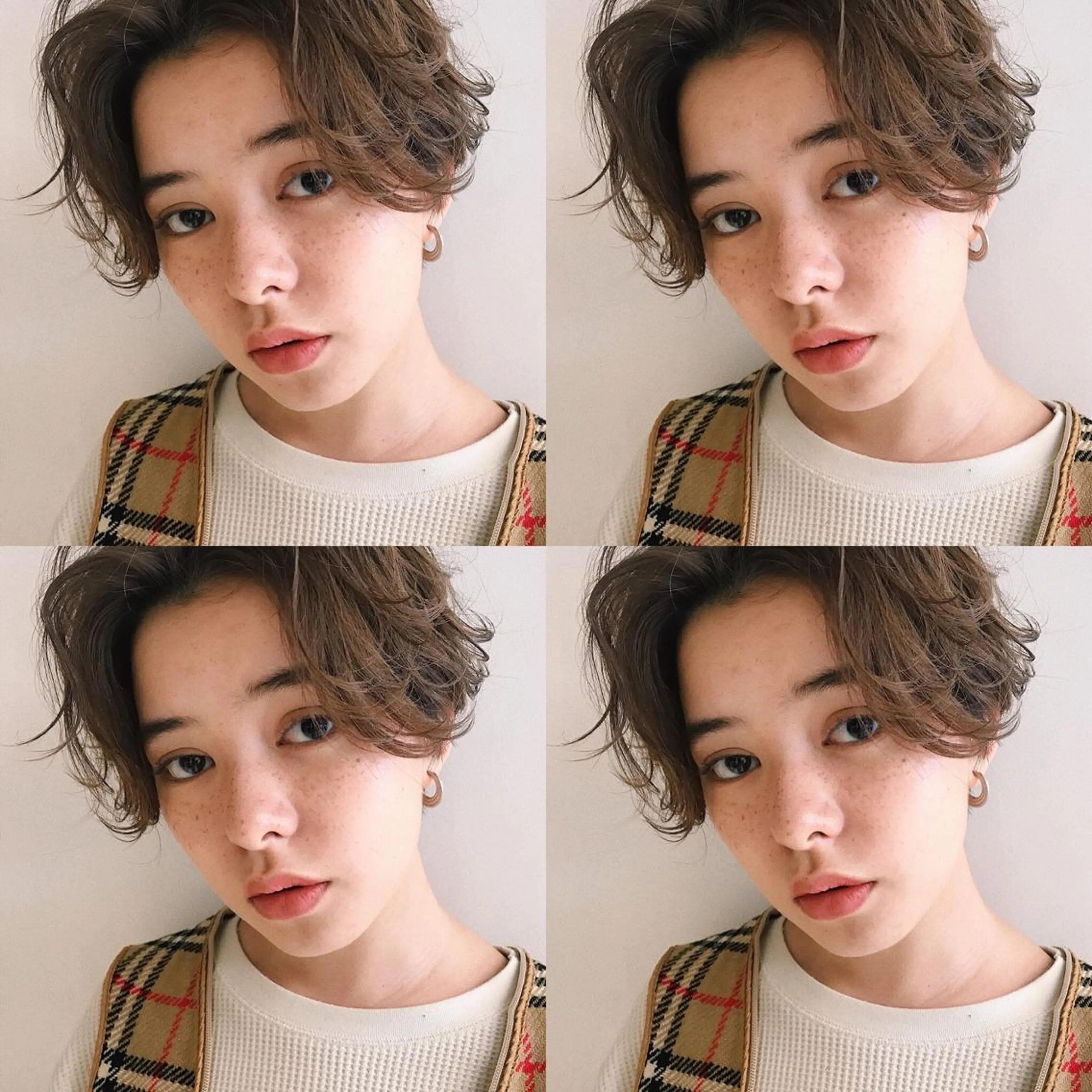 ショート カラー パーマ ヘアアレンジ ハンサムショート ショートヘア 小顔カット カット ヘアセット 松田 亮葉のヘアスタイル