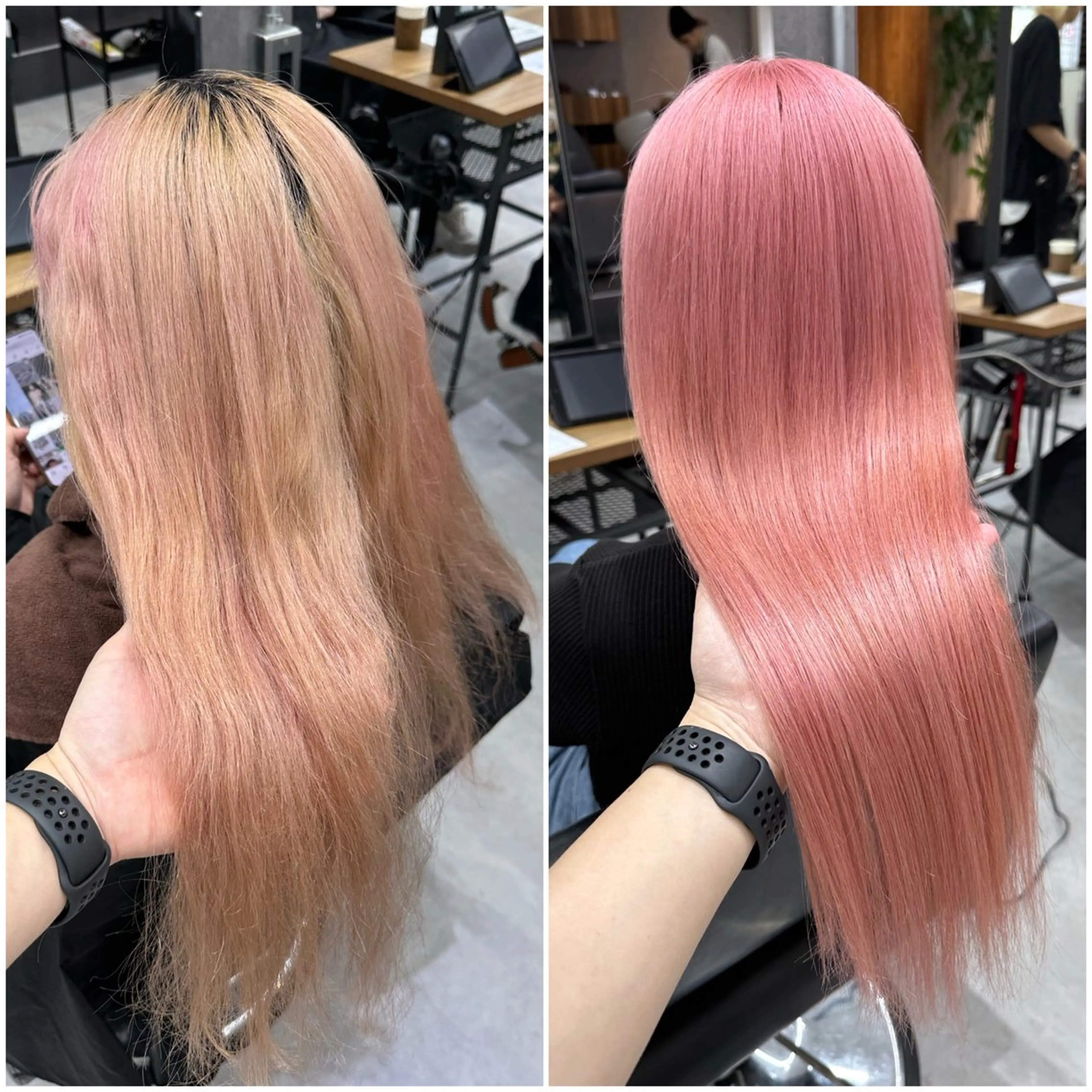 ロング カラー ダブルカラー ハイトーンカラー ピンクカラー 髪質改善 トリートメント KEISUKE🐶 カラー✨エクステのヘアスタイル