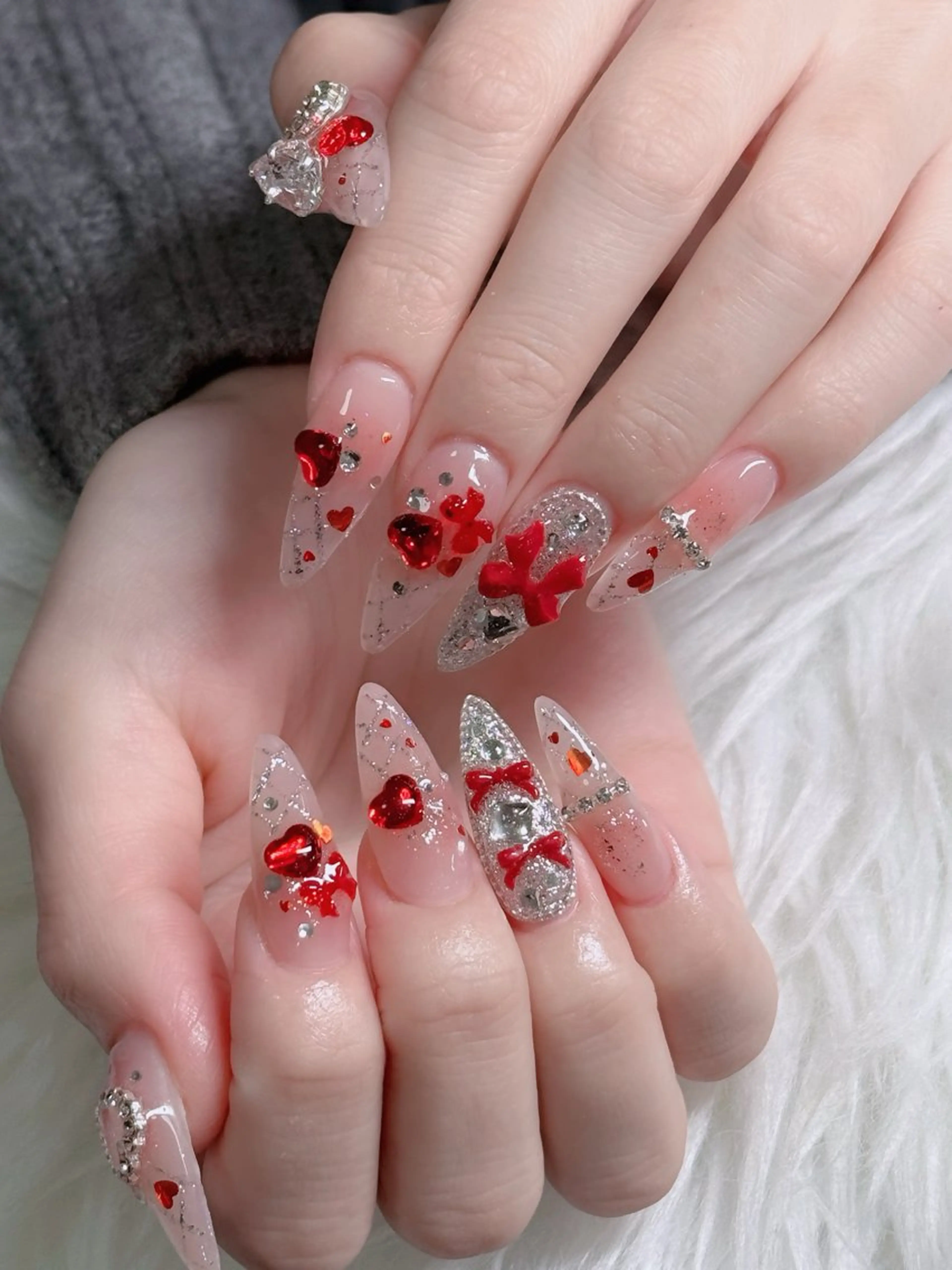 ネイル フレンチネイル ジェルネイル ガラスフレンチ ハロウィン ハート ハンドネイル H.baby Nail Salonのネイルデザイン