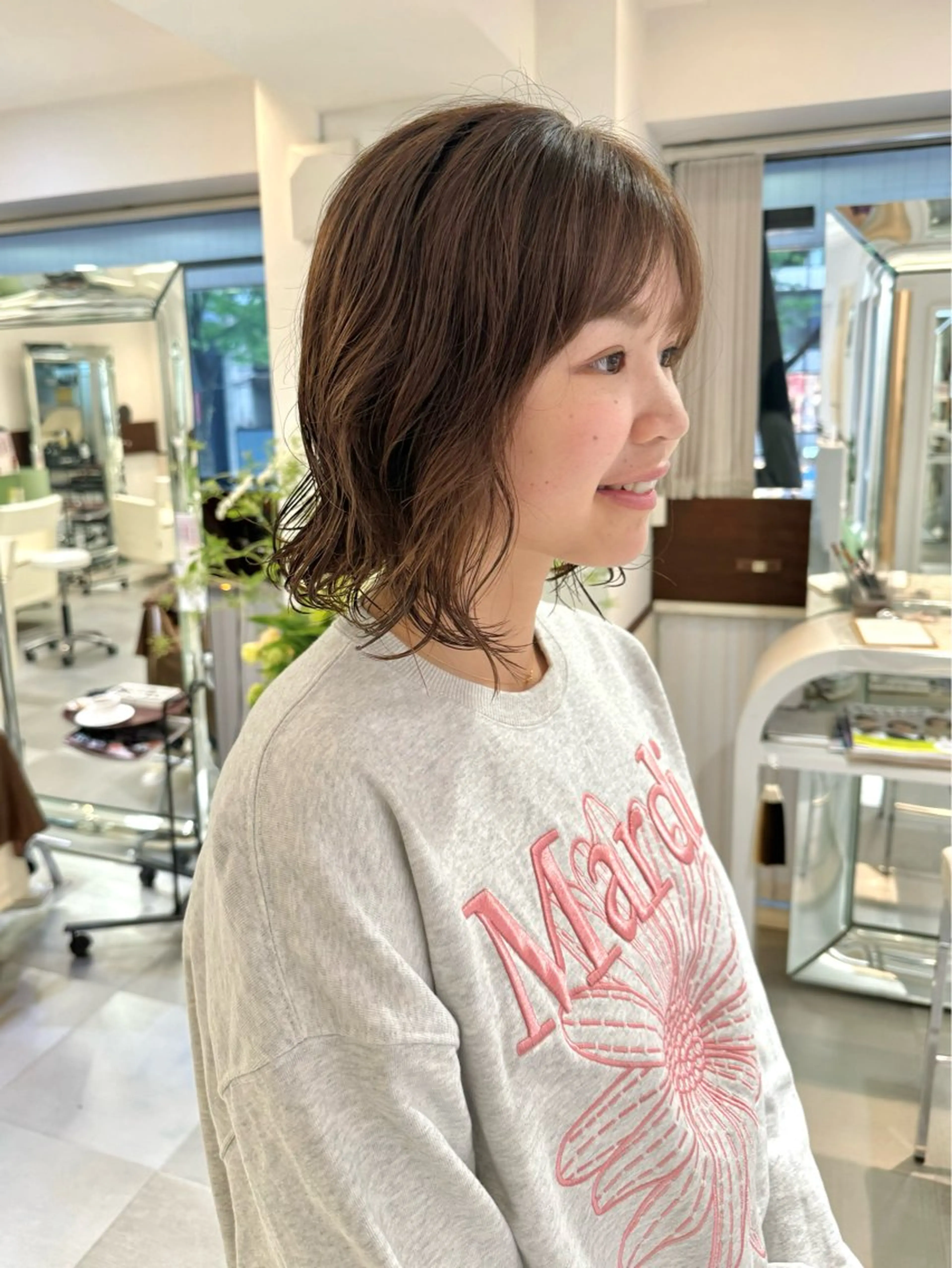 ミディアム パーマ ミディアムパーマ ボブ カット パーマ トリートメント ZENKO表参道店所属・デジタルパーマ 🌀ボブ　萩原　龍のヘアスタイル