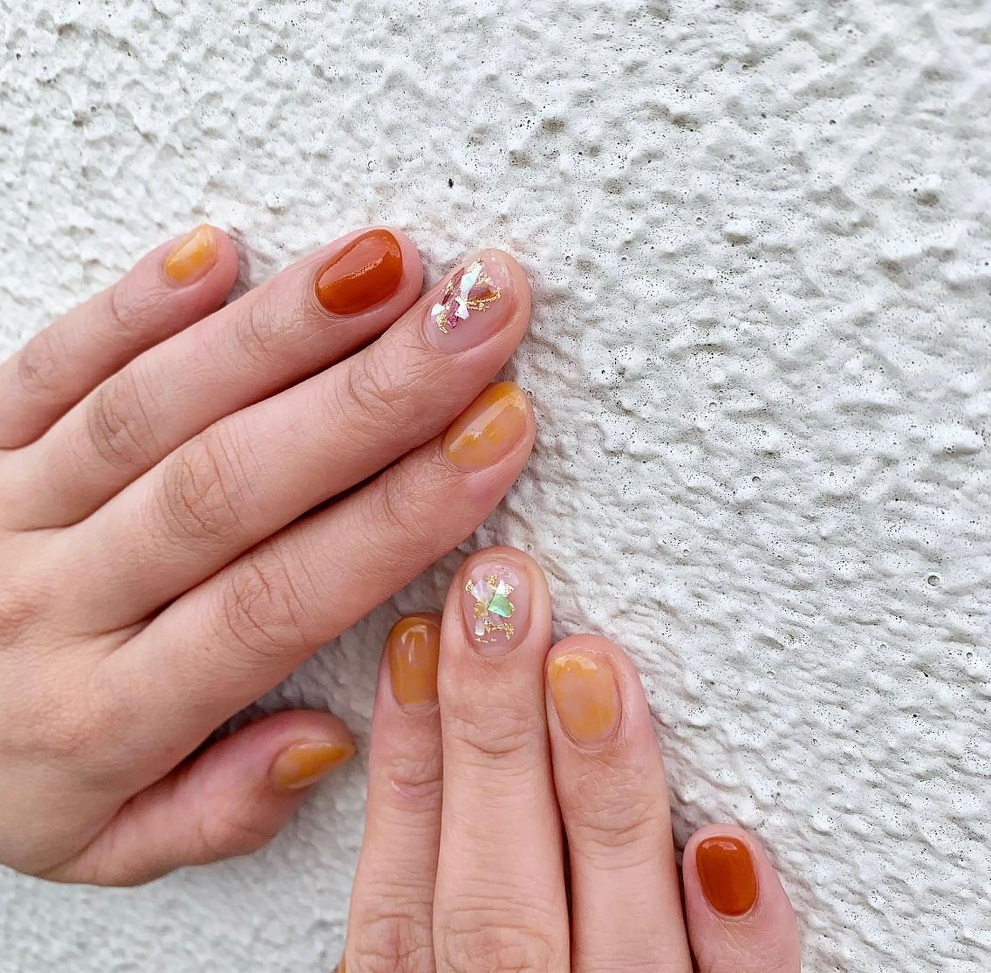 ネイル オレンジ ハンドネイル 佐藤 穂乃香のネイルデザイン