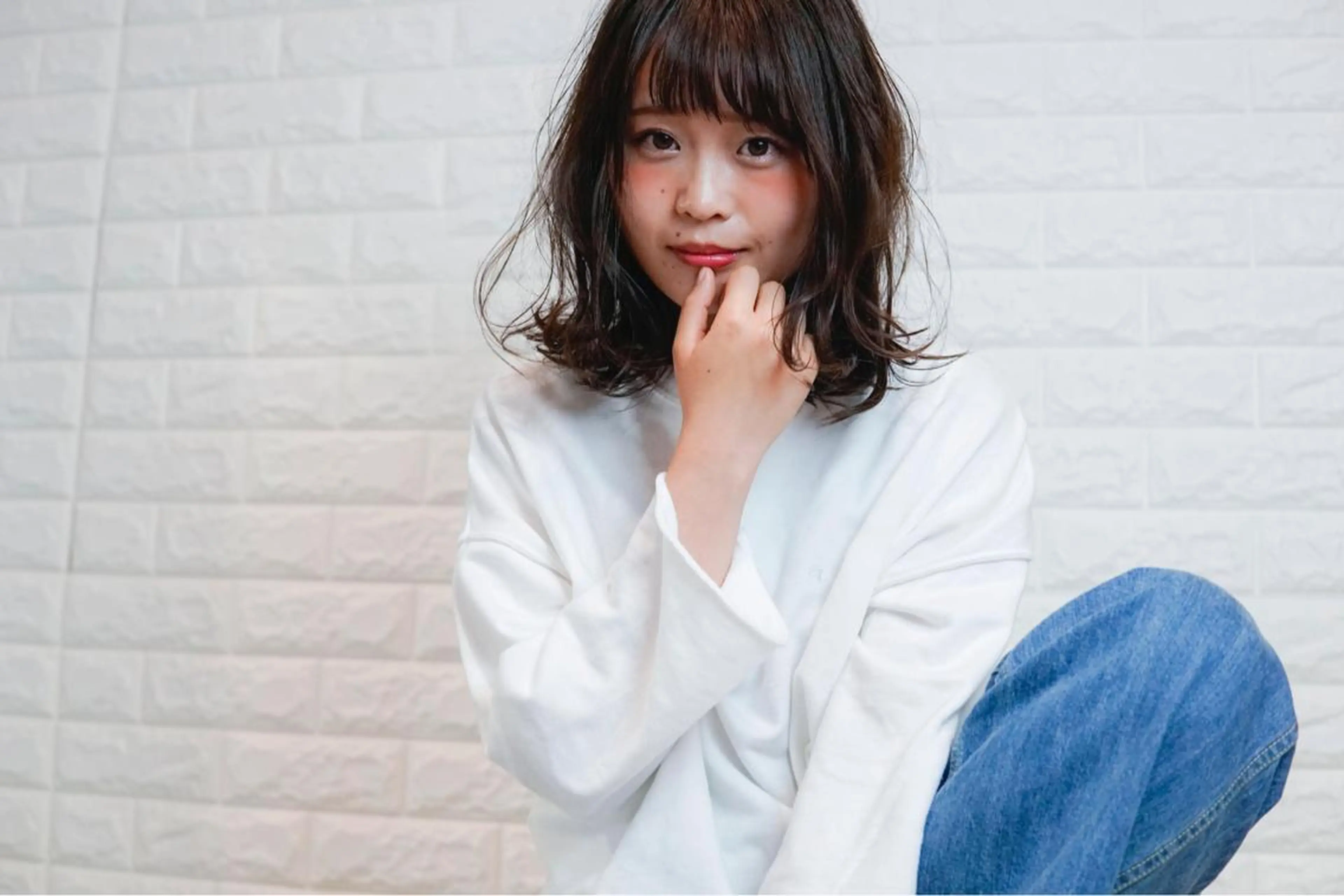 ミディアム カラー パーマ 髪質改善、エクステ 山口卓哉のヘアスタイル