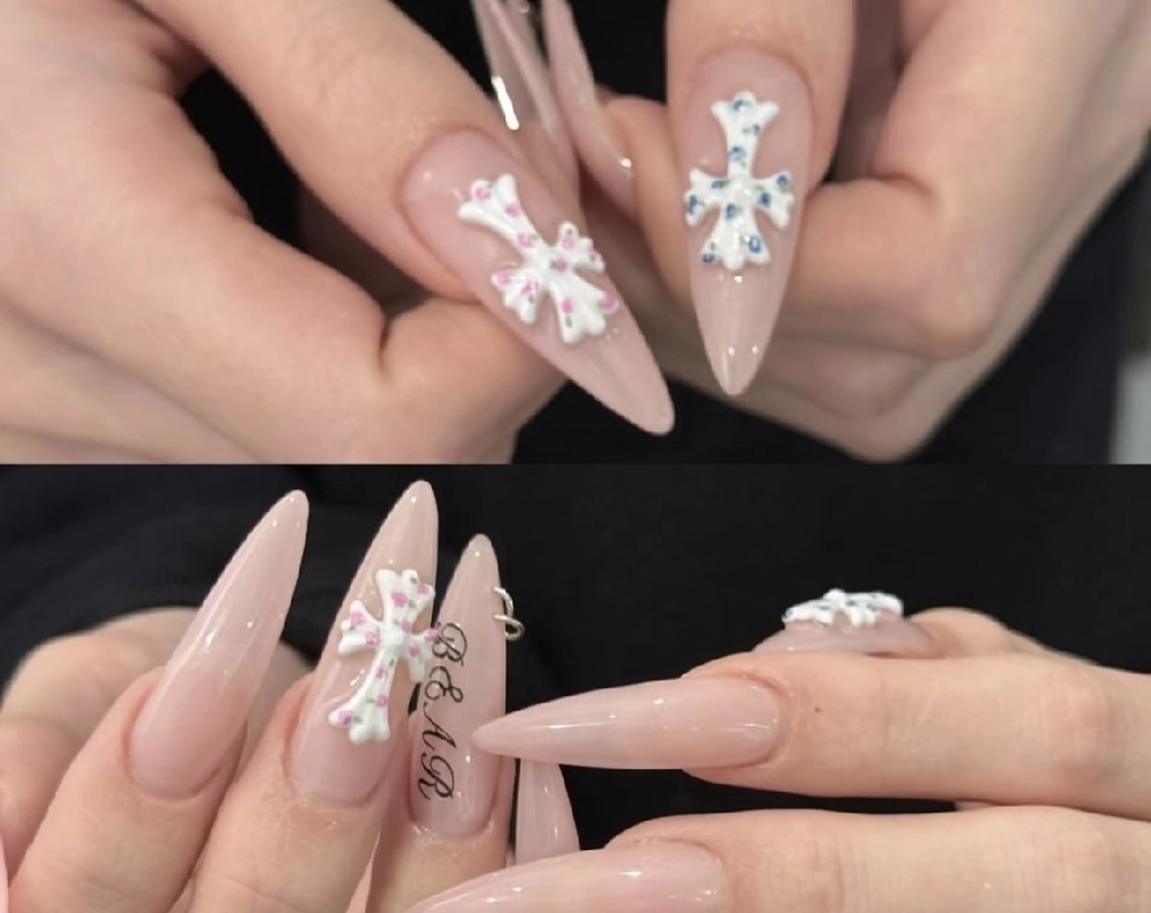 ネイル チークネイル フレンチネイル ジェルネイル ガーリー キラキラネイル ハンドネイル UM Nail Salonのネイルデザイン