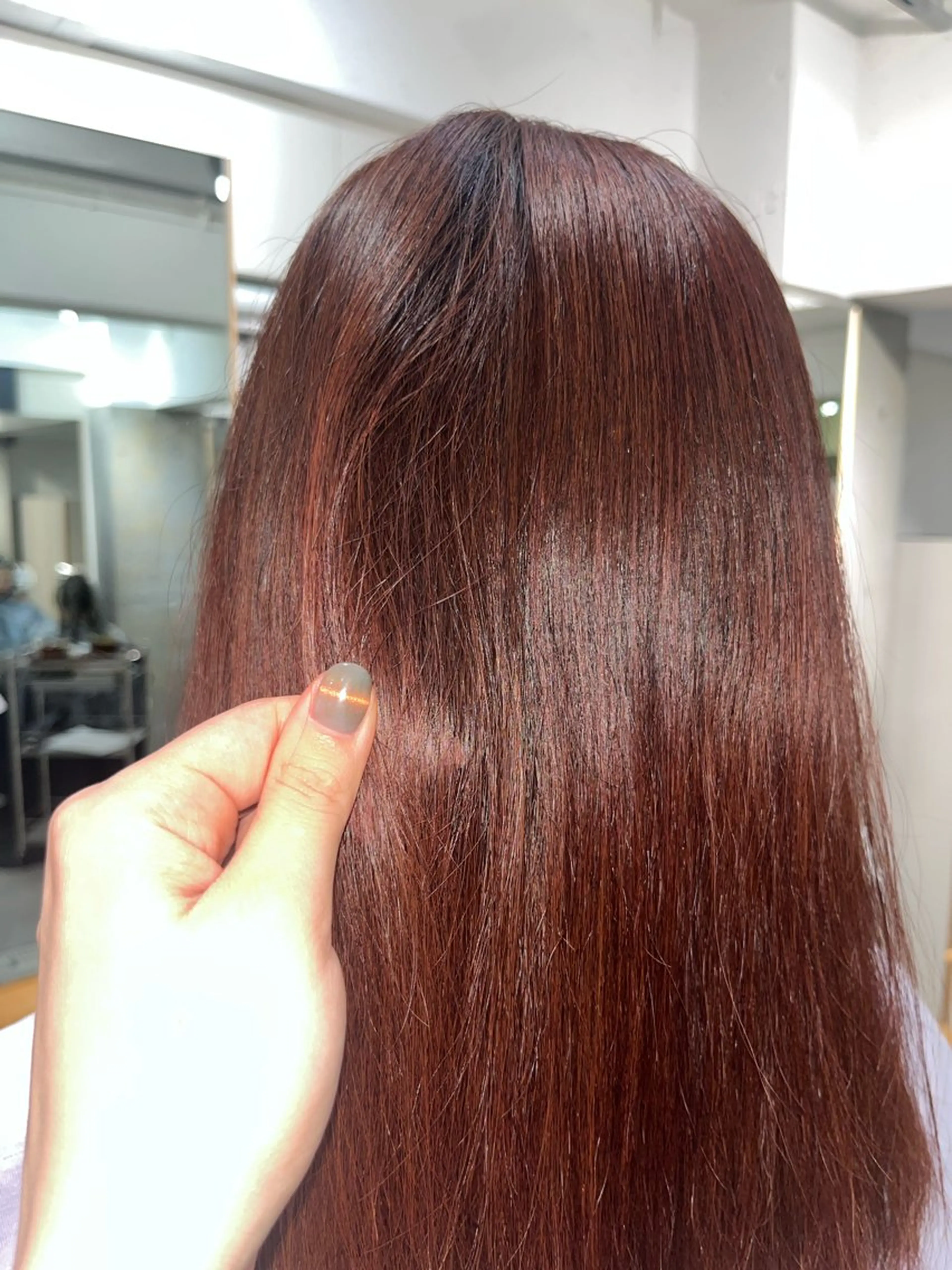 ロング カラー オレンジ レッドカラー くすみカラー/海外 レイヤー/ ローレンのヘアスタイル