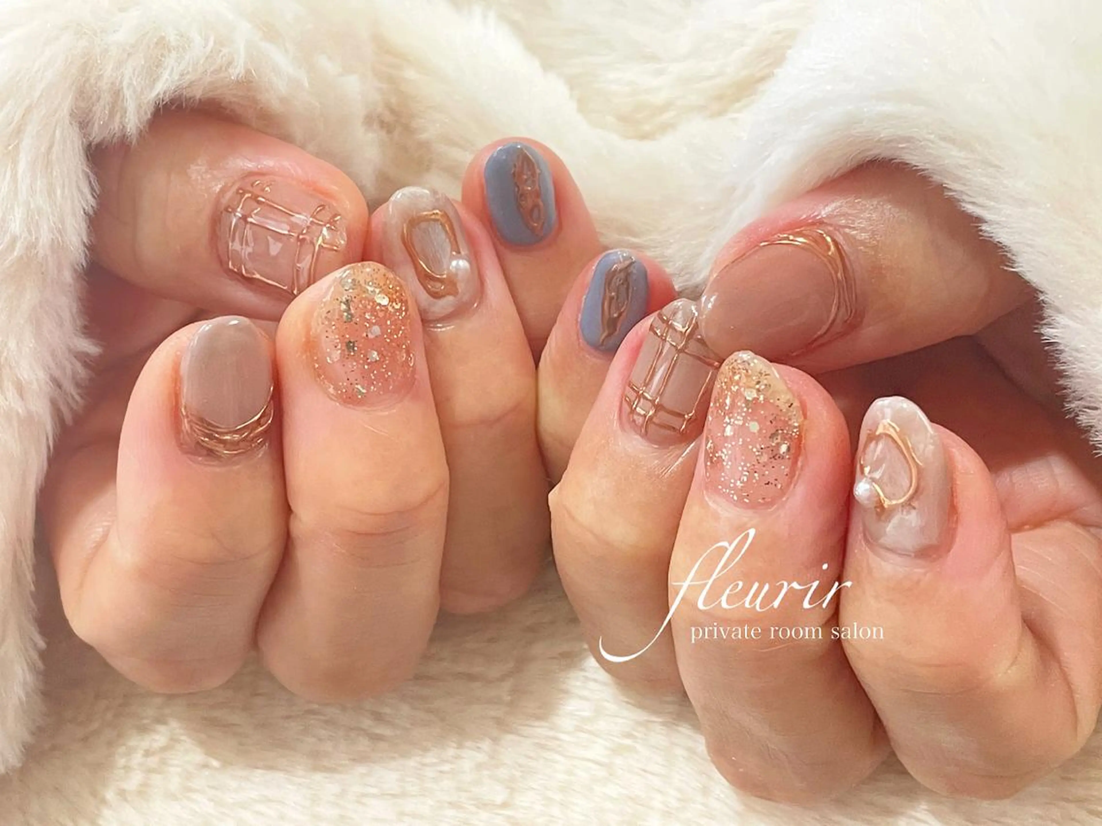 ネイル アートネイル ミラーネイル フルリール 【プライベートサロンのネイルデザイン