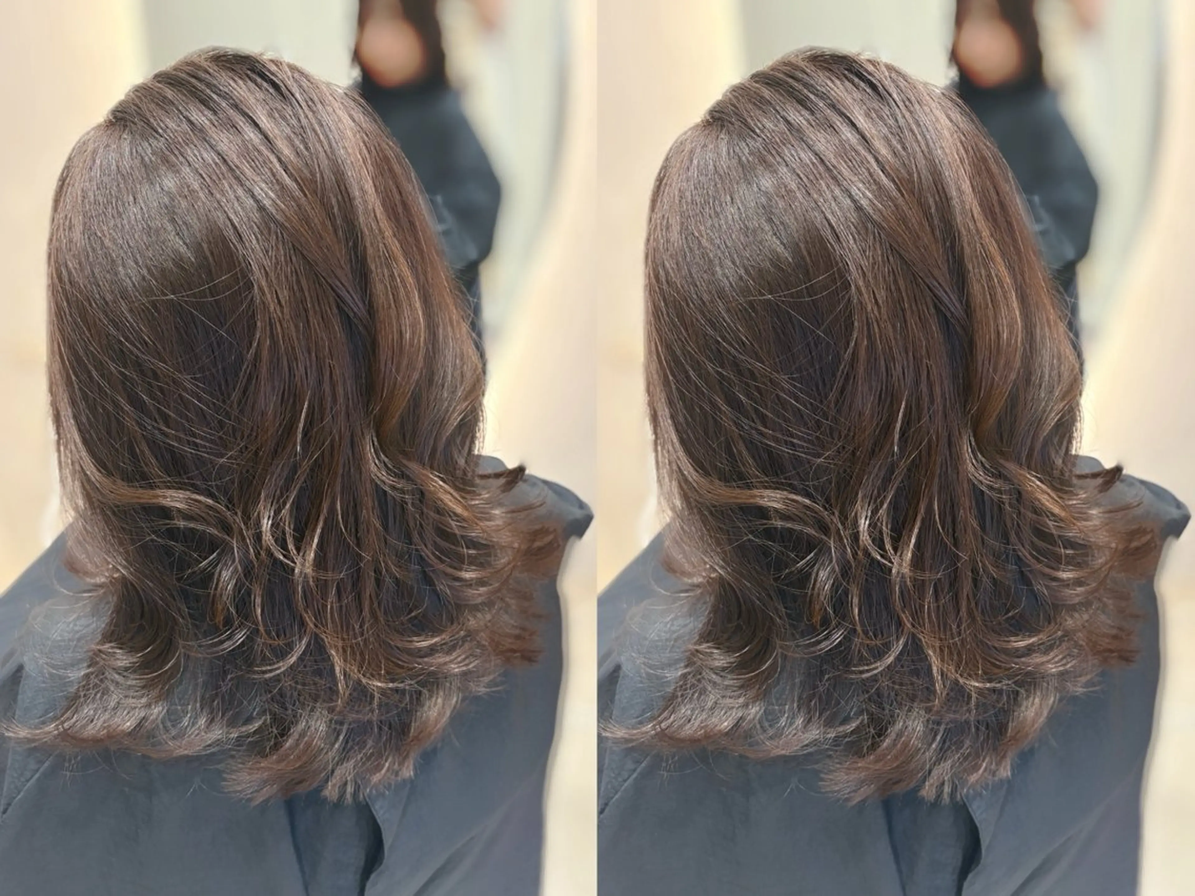 セミロング カット トリートメント ヘアセット 上品♡韓国レイヤー ‎🤍のの‎🤍のヘアスタイル