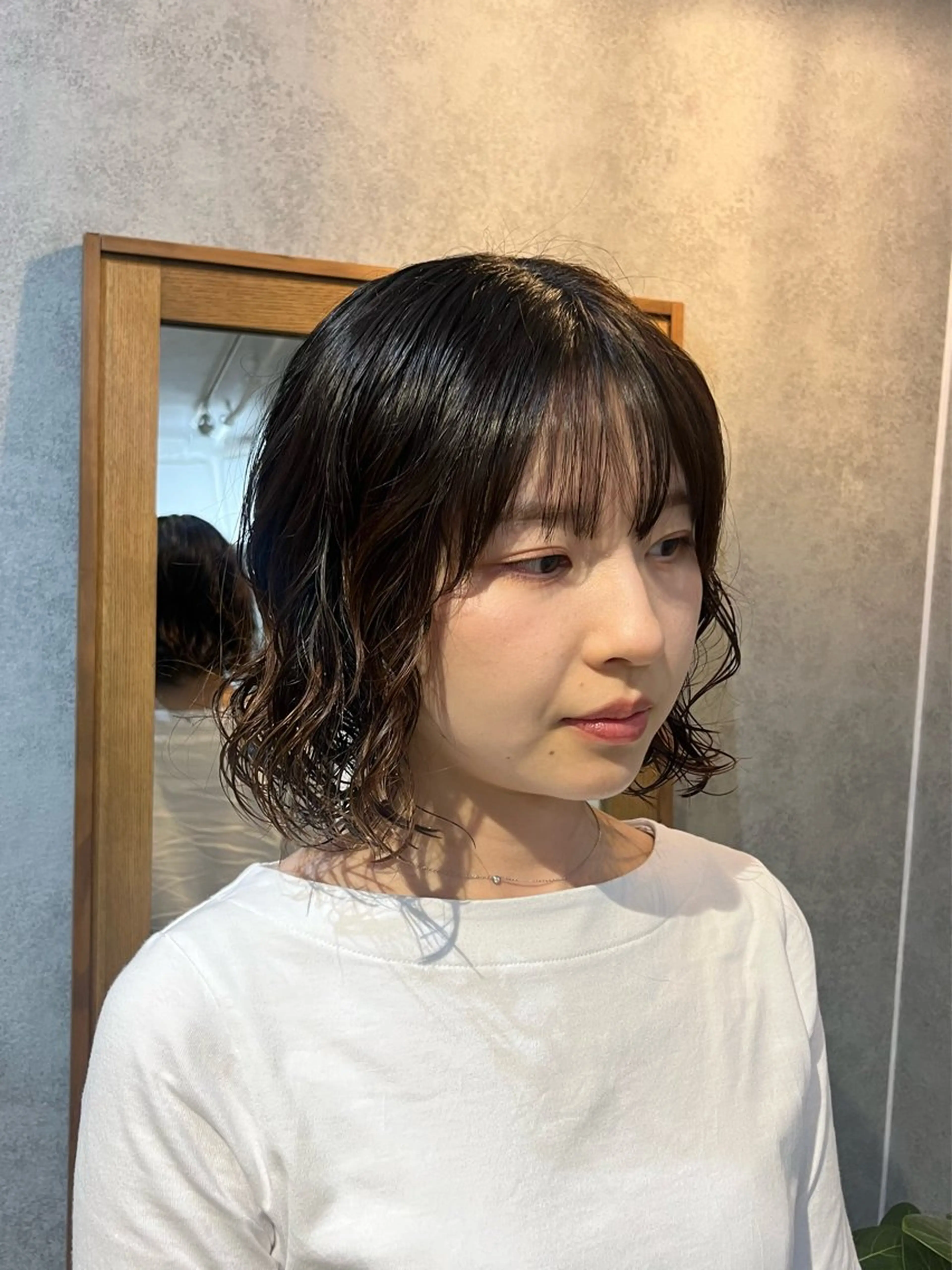 ショート パーマ カット パーマ トリートメント 暖色カラー/パラッと Bob/モエのヘアスタイル